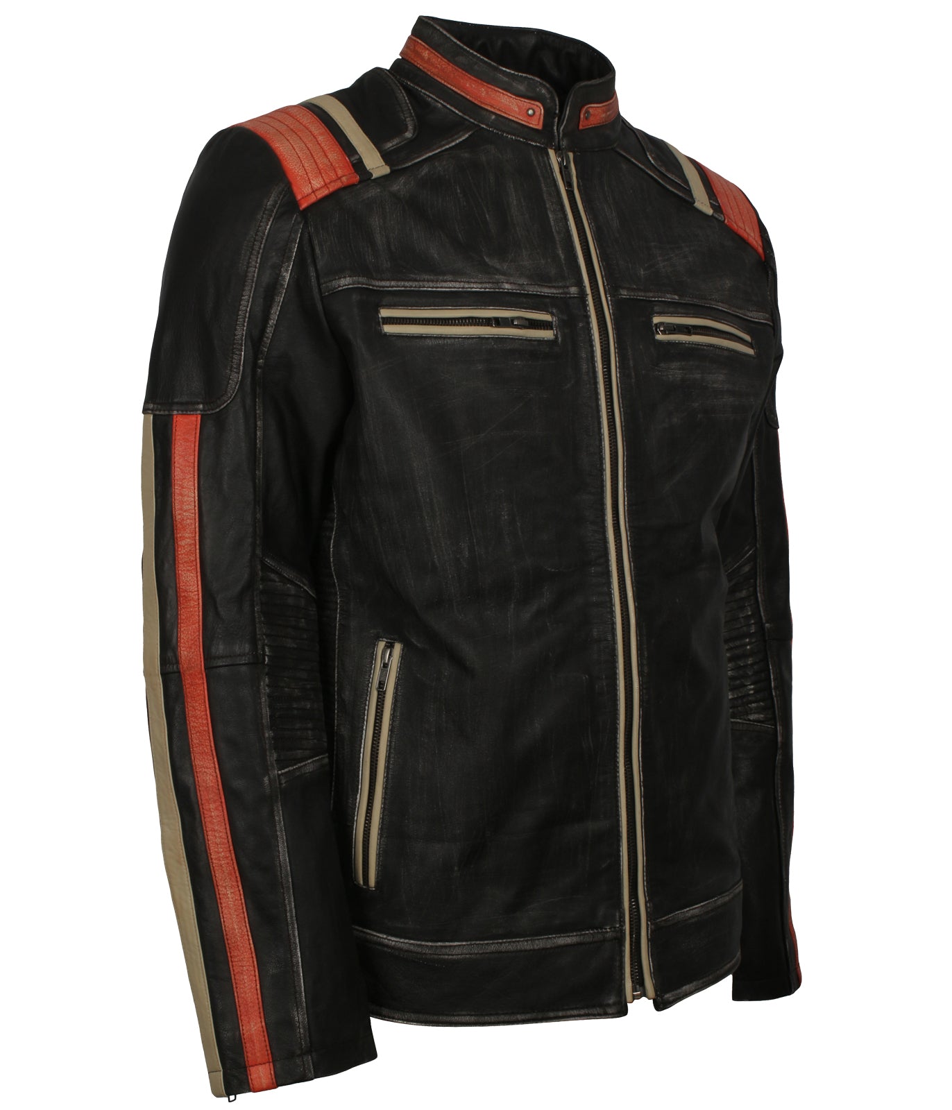 Retro Distressed Black Vintage Leather Jacket