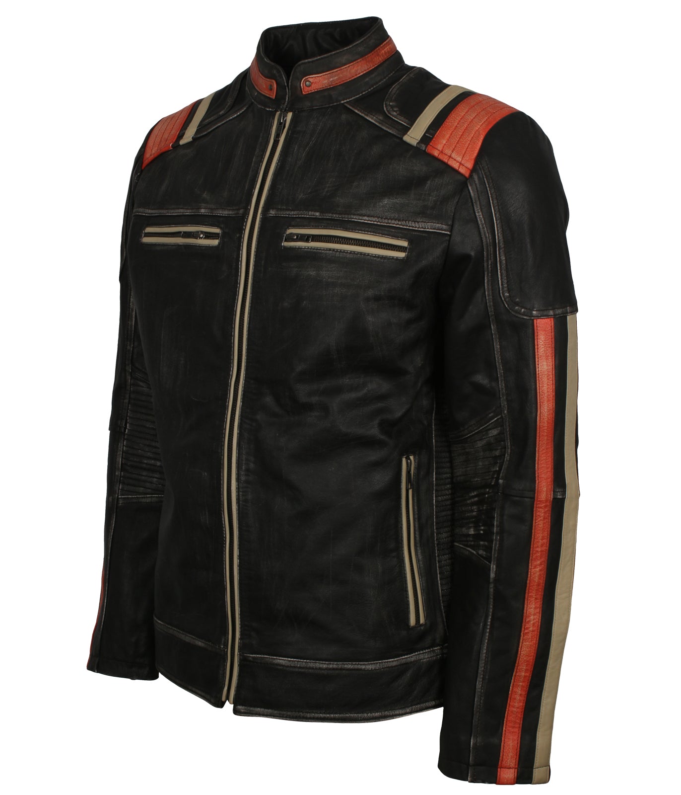 Retro Distressed Black Vintage Leather Jacket