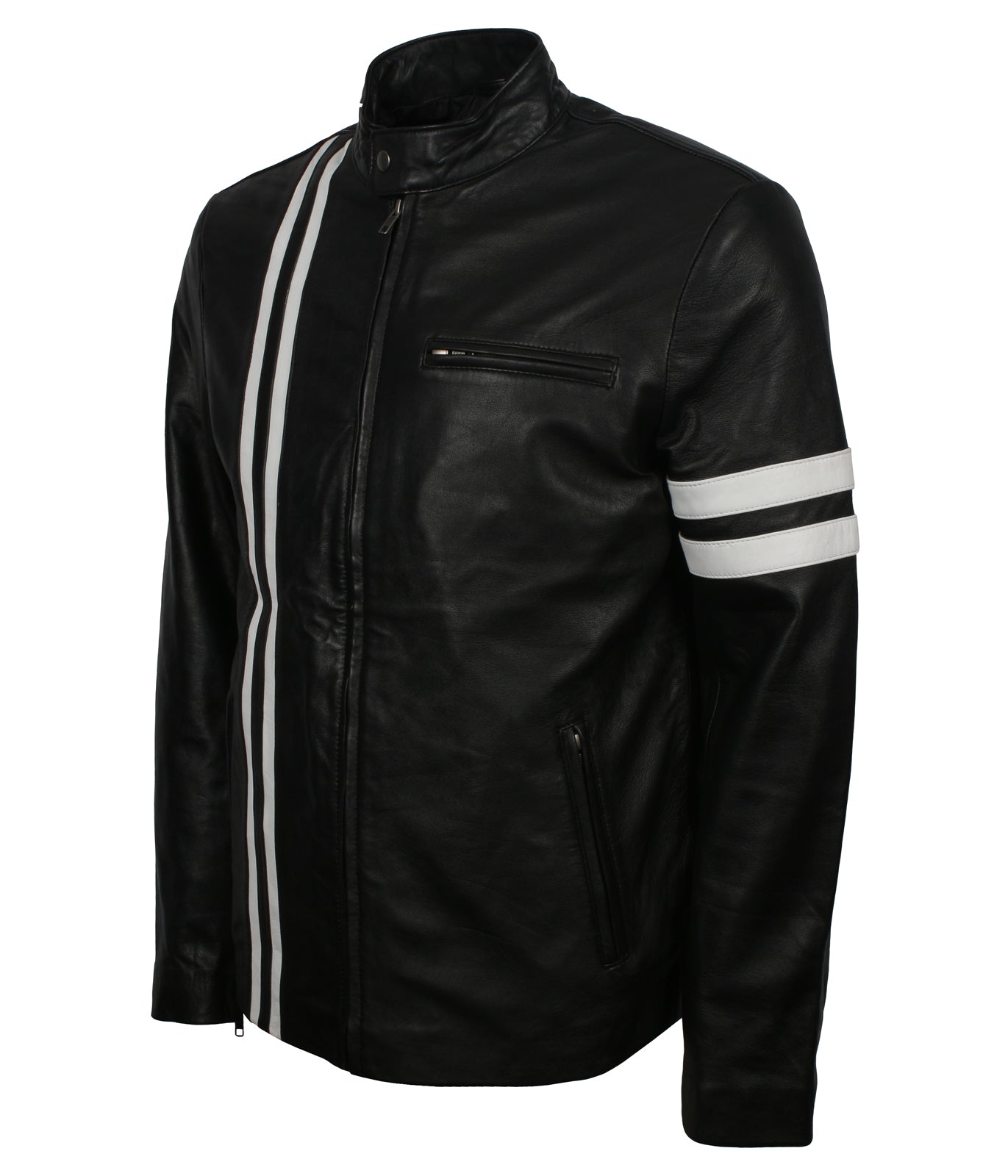 Retro Mens Biker Black Genuine Leather Jacket