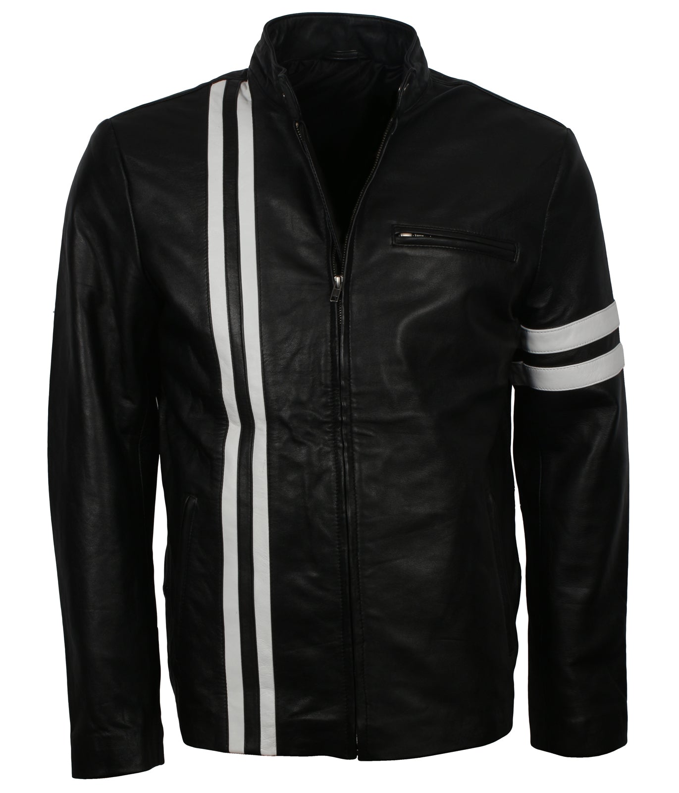 Retro Mens Biker Black Genuine Leather Jacket
