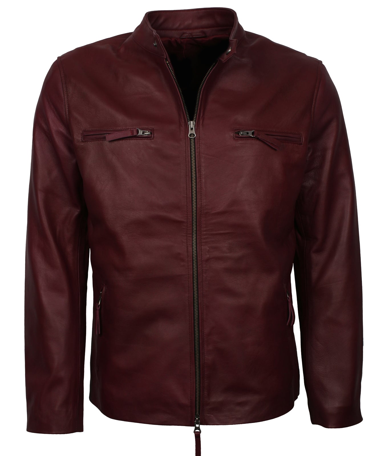 Retro Maroon Biker Genuine Leather Jacket