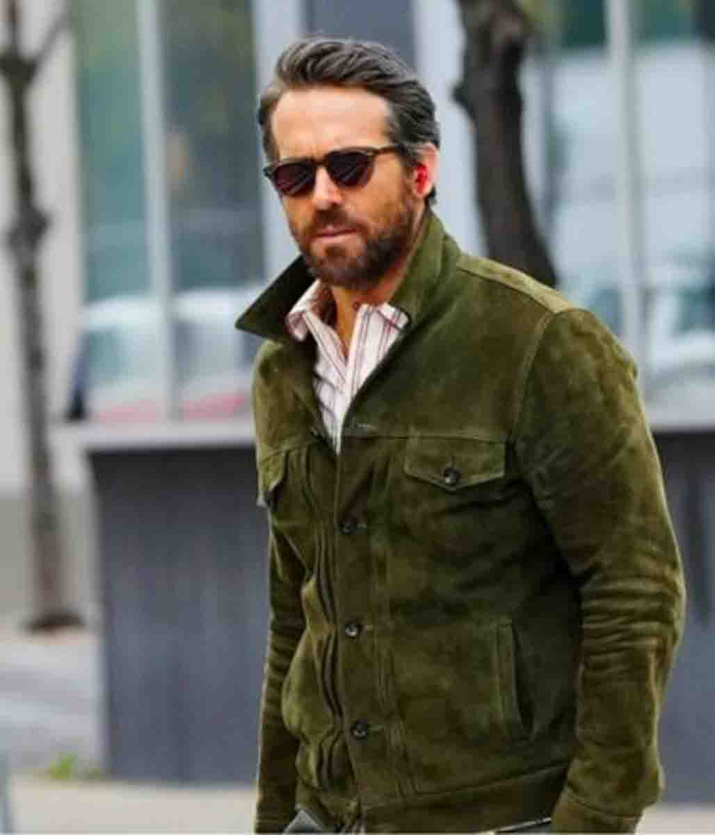 Green Trucker Ryan Reynolds Suede Jacket