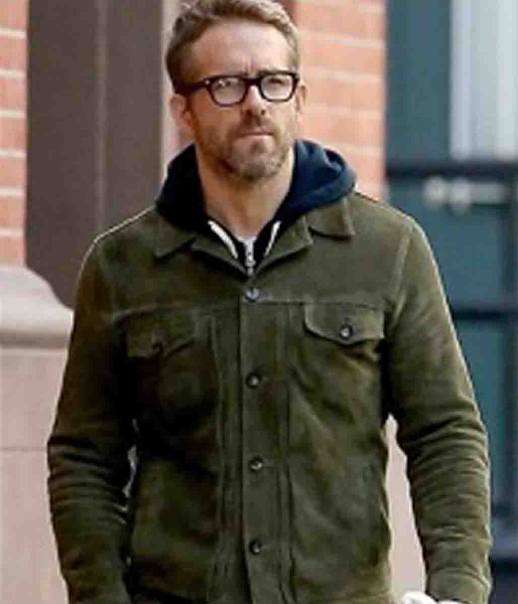 Green Trucker Ryan Reynolds Suede Jacket