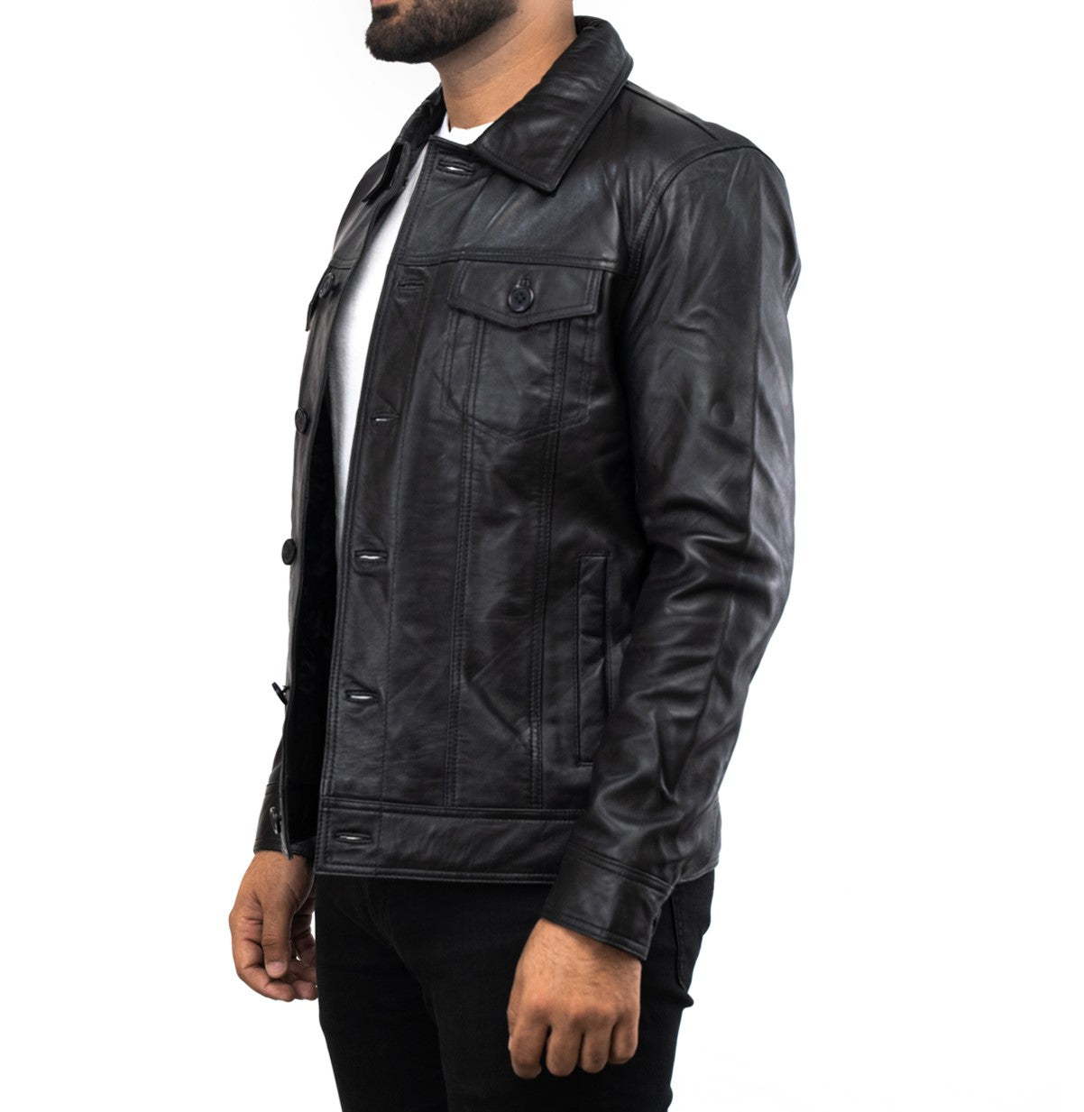 Biker Men's Fatone Leather Jacket - Mens Italian Designer Jacket - Herren Designer Jacke