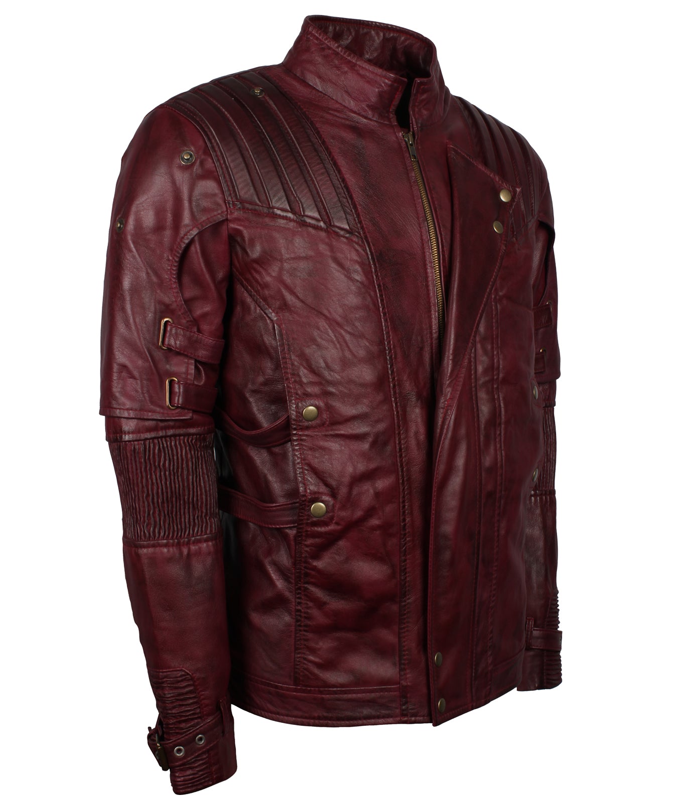 Halloween Cosplay Star Space Lord Biker Maroon Leather Jacket - Astronaut Jacket
