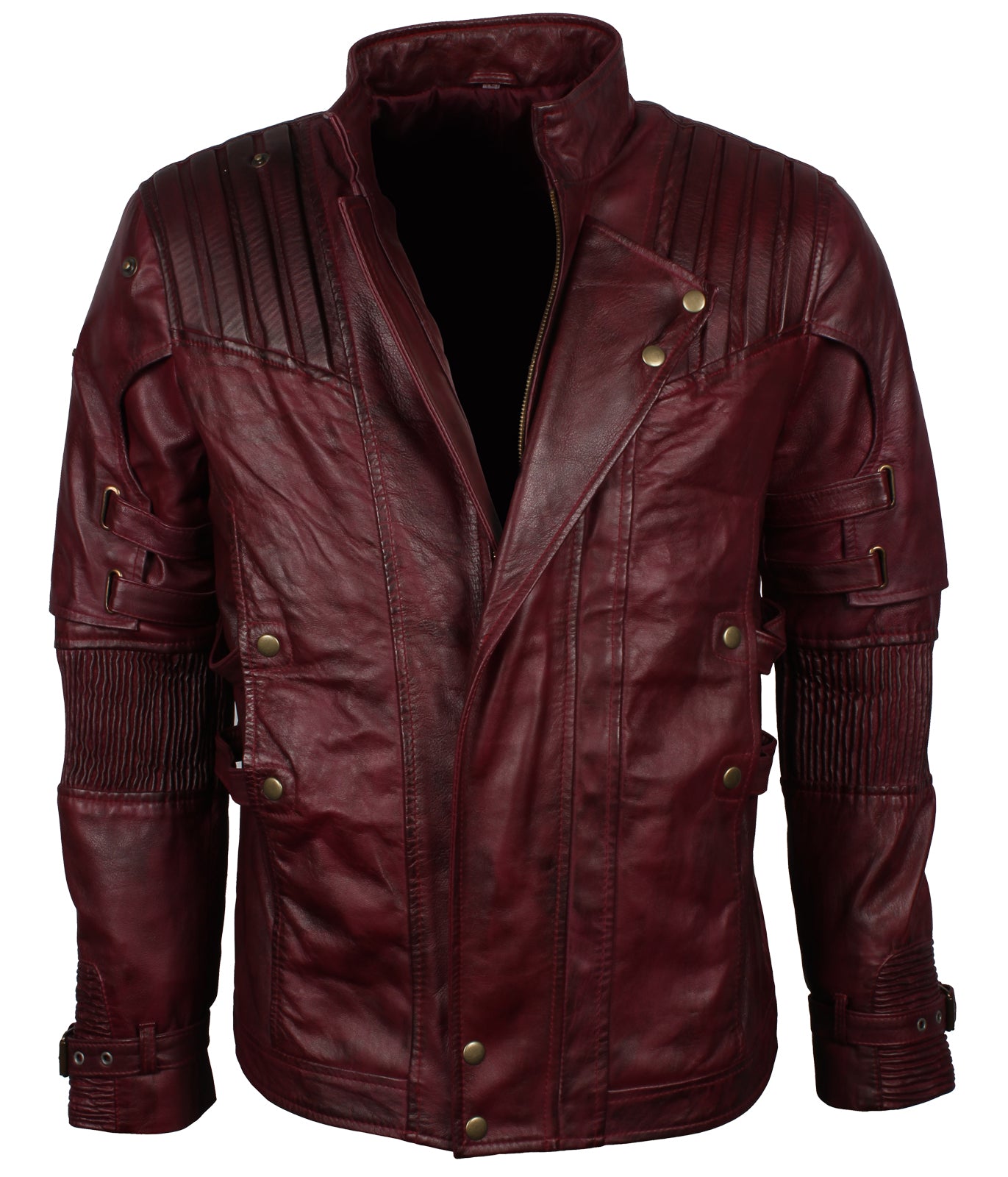 Halloween Cosplay Star Space Lord Biker Maroon Leather Jacket - Astronaut Jacket