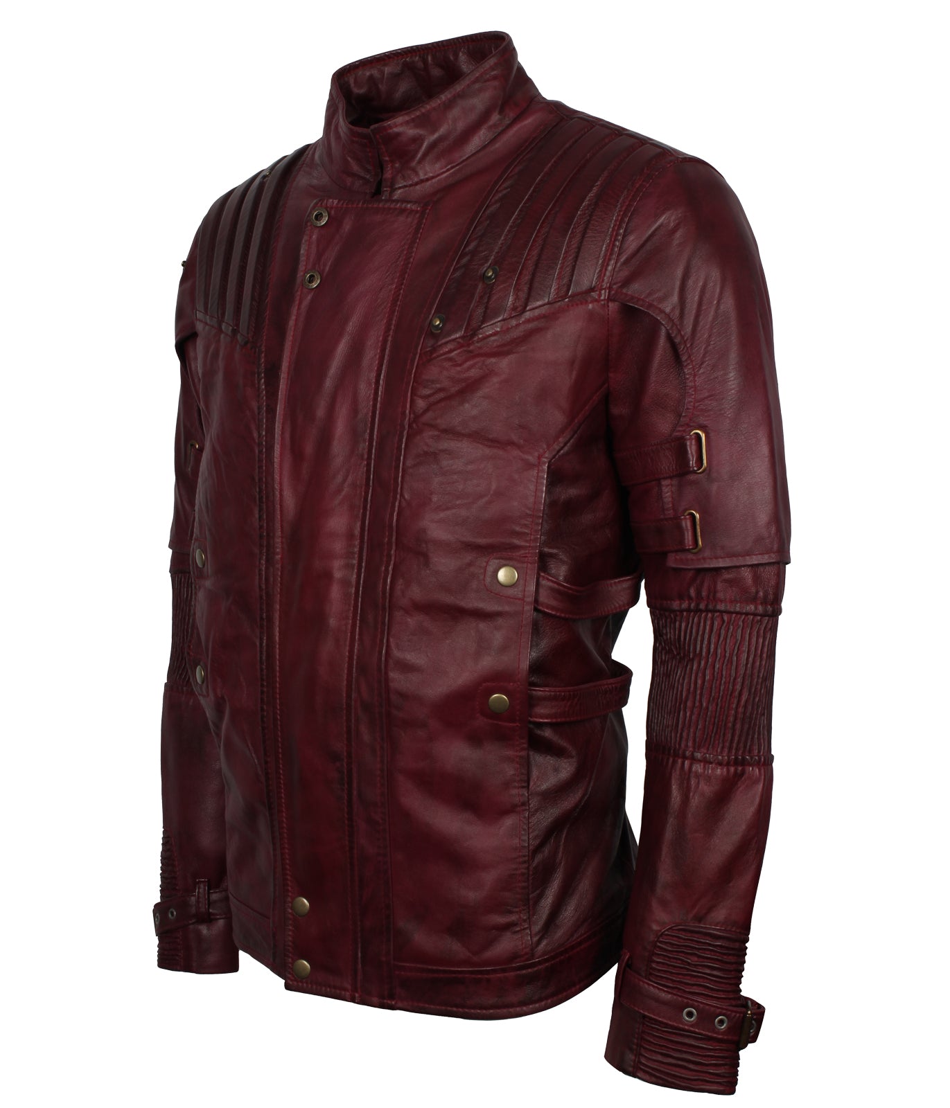 Halloween Cosplay Star Space Lord Biker Maroon Leather Jacket - Astronaut Jacket