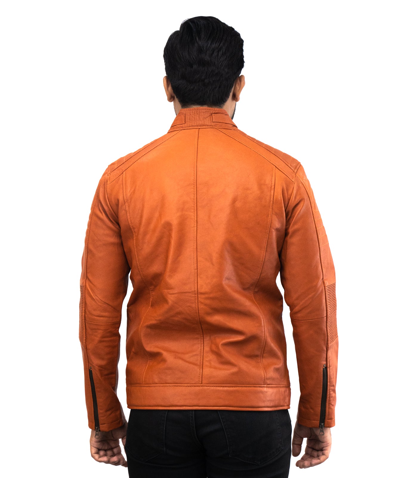 Tan Brown Mens Biker Leather Jacket