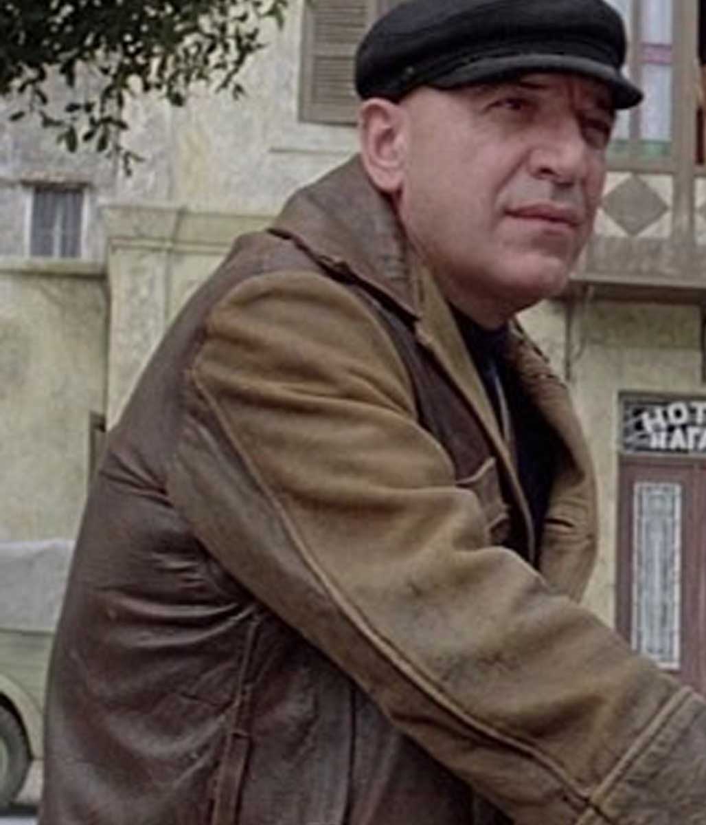 Escape to Athena Zeno Telly Savalas Leather Coat