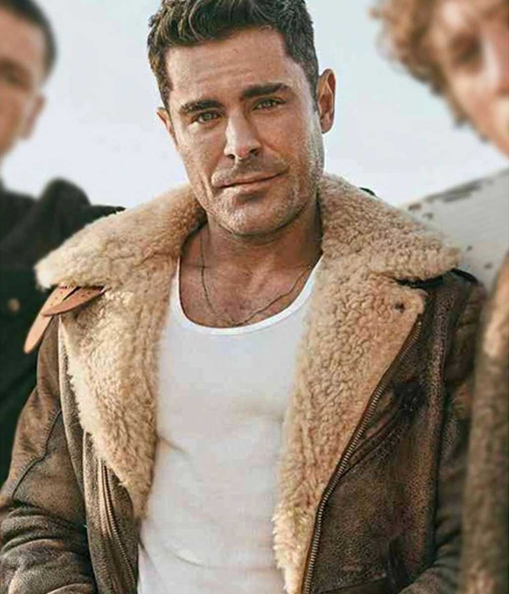 Zac Efron The Iron Claw Shearling Leather Jacket