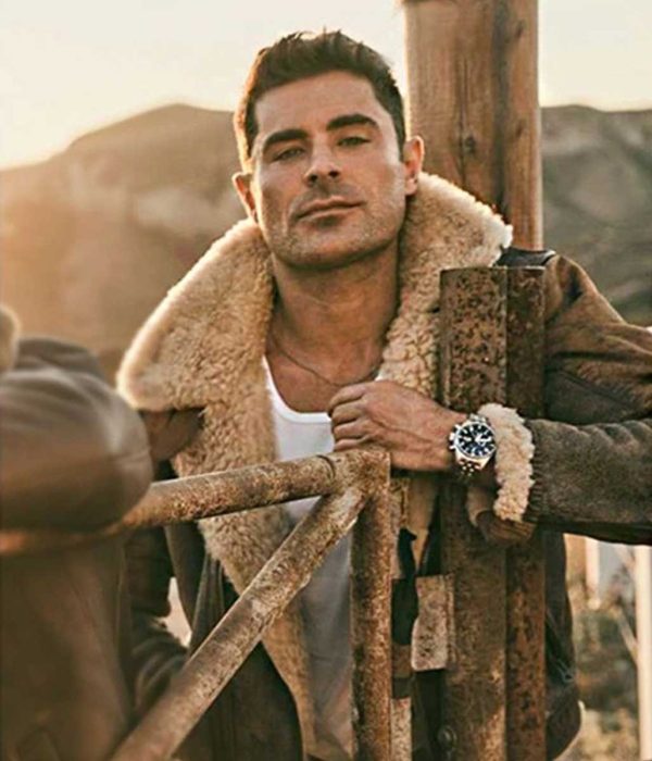 Zac Efron The Iron Claw Shearling Leather Jacket