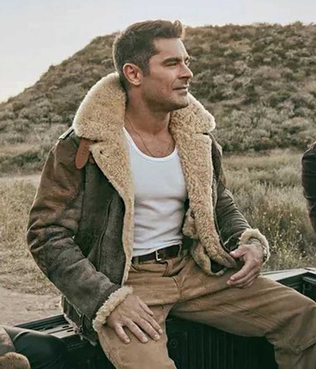 Zac Efron The Iron Claw Shearling Leather Jacket
