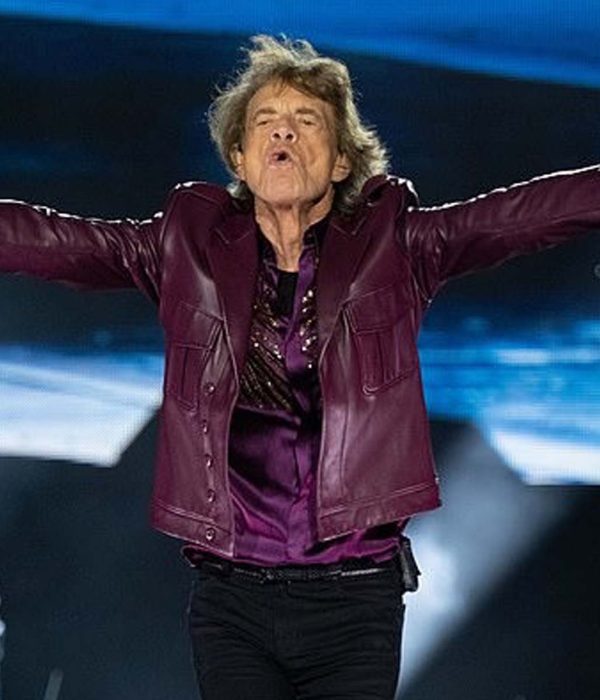 The Rolling Stones Hackney Diamonds Tour Mick Jagger Maroon Leather Jacket