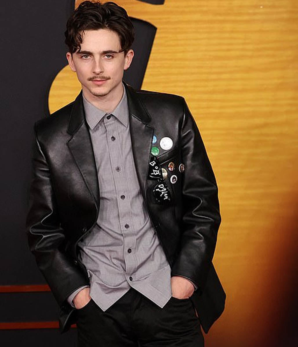 A Complete Unknown Timothee Chalamet Leather Blazer