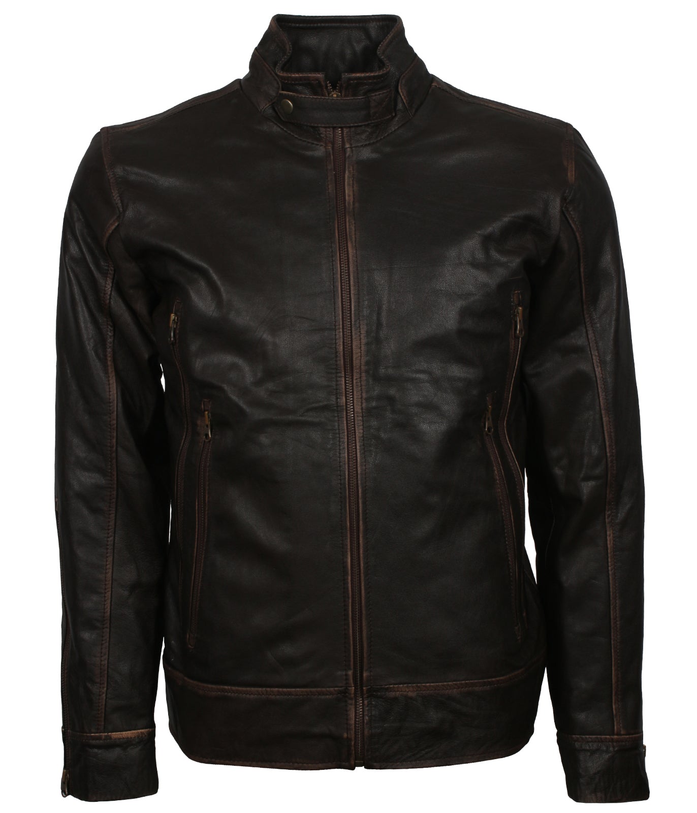 Vintage Motorcycle Distressed Biker Leather Jacket