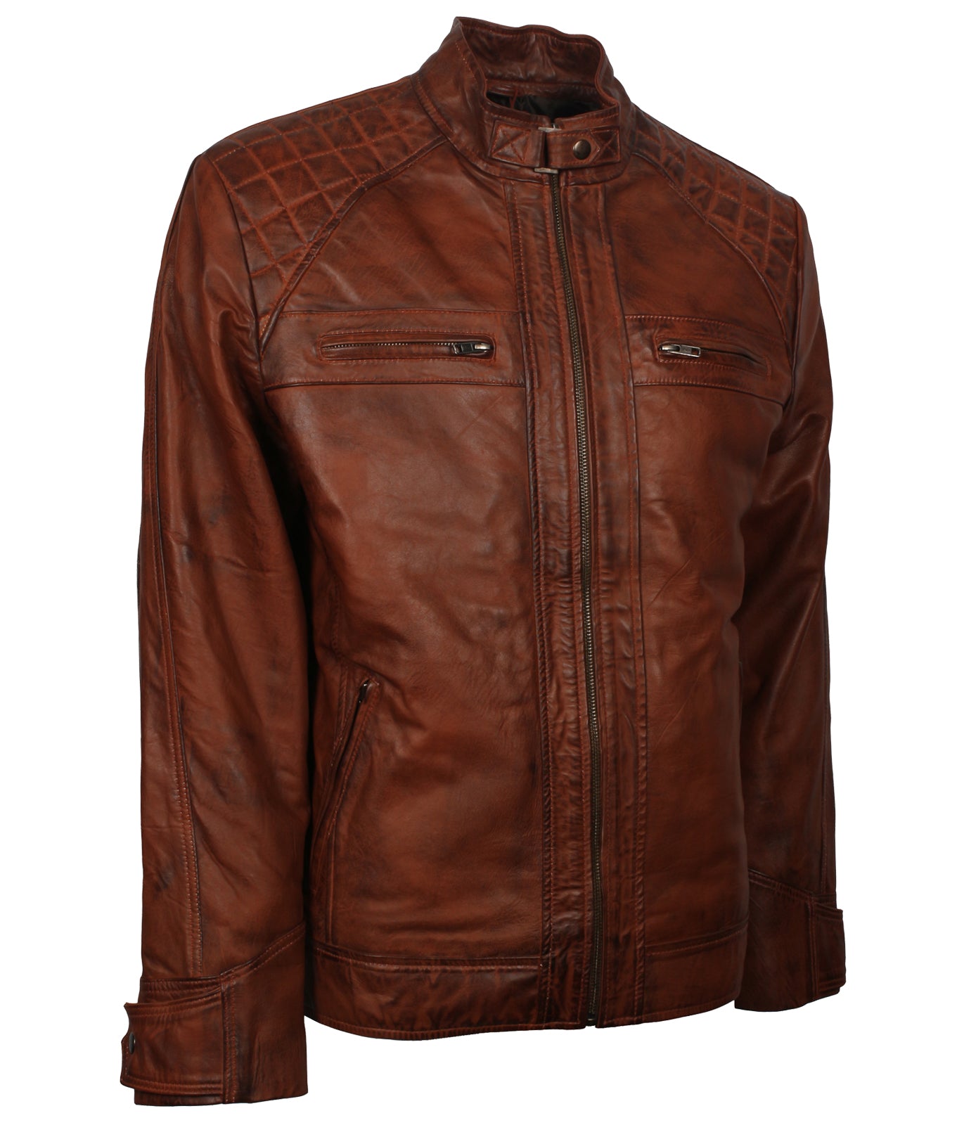 Vintage Brown Distressed Biker Leather Jacket