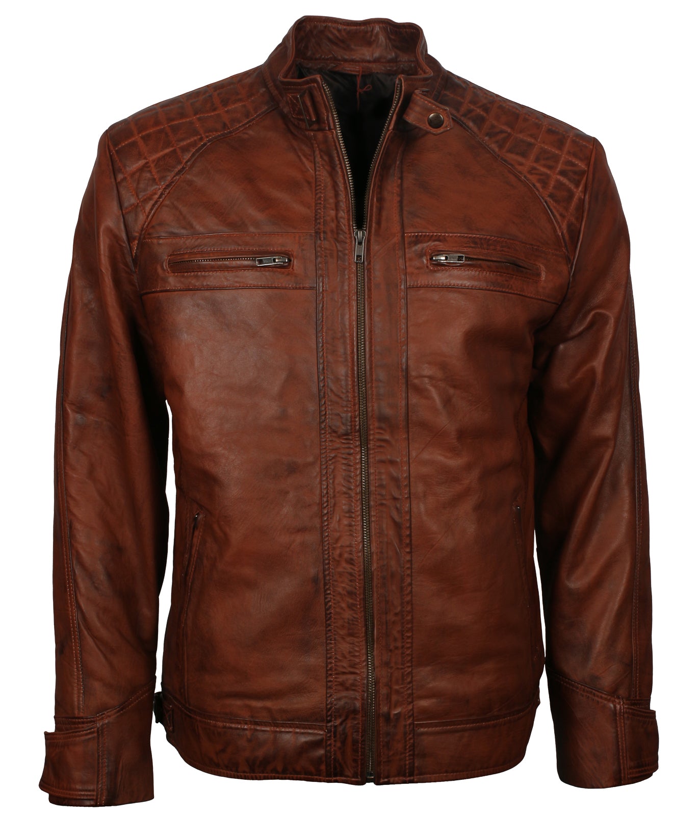 Vintage Brown Distressed Biker Leather Jacket