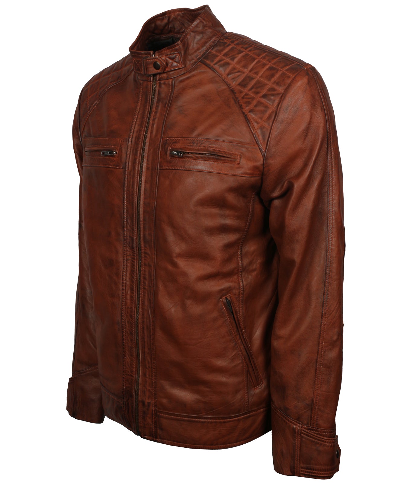 Vintage Brown Distressed Biker Leather Jacket