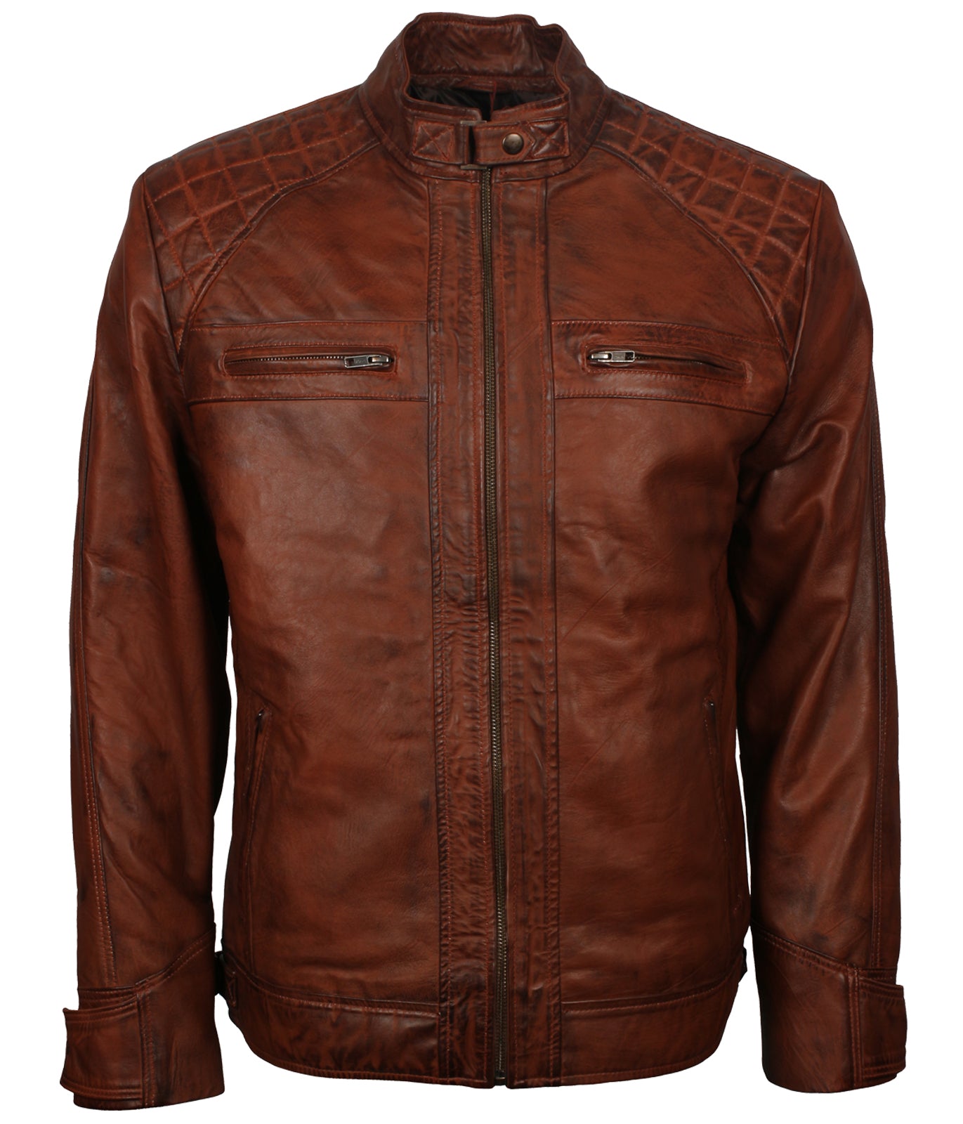 Vintage Brown Distressed Biker Leather Jacket