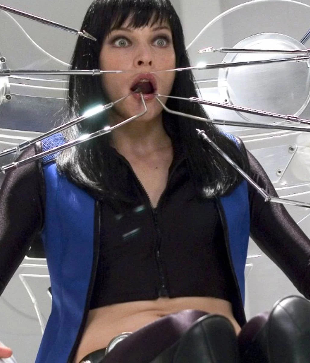 Milla Jovovich Violet Song Jat Shariff Ultraviolet Leather Vest