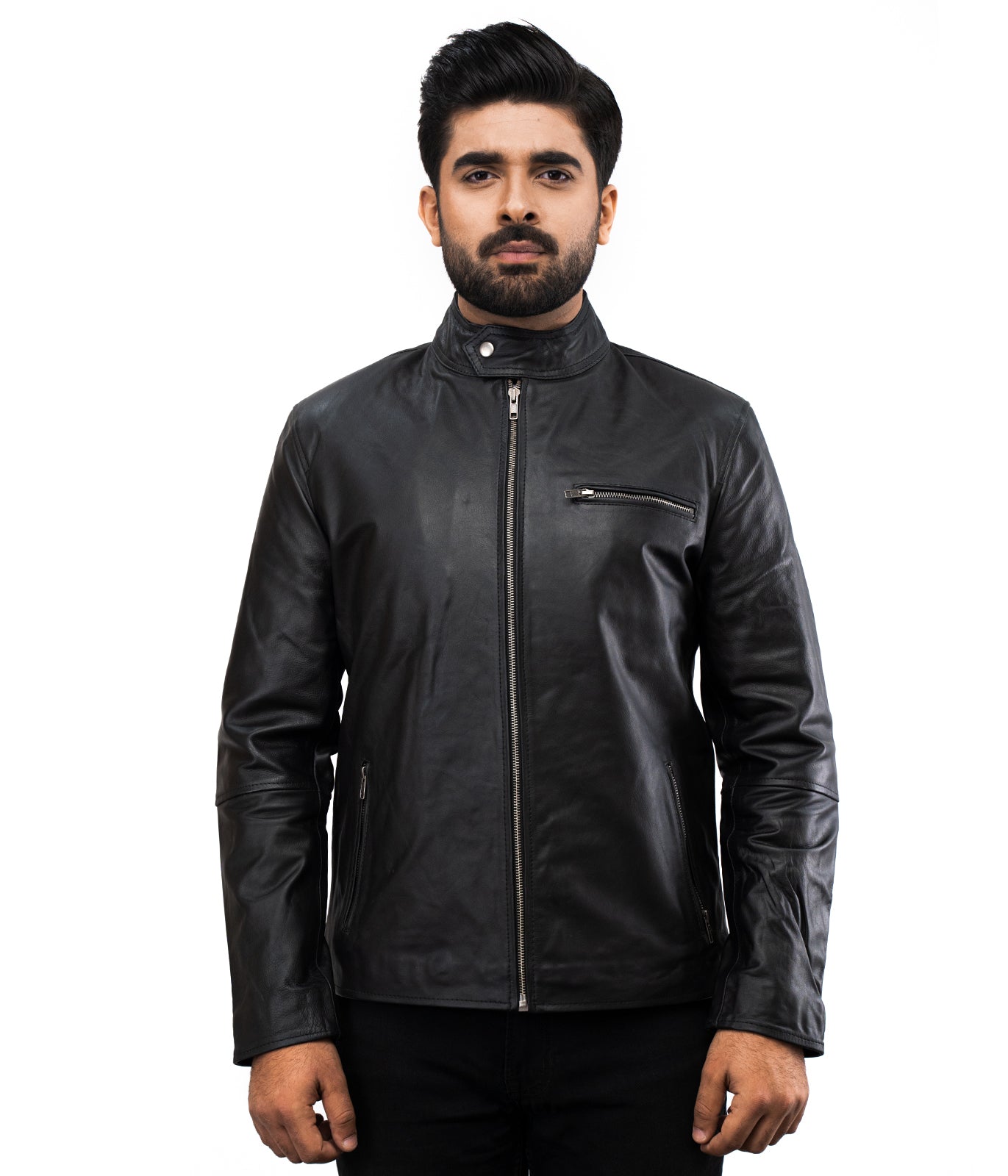 Motorcycle Riding Black Leather Jacket