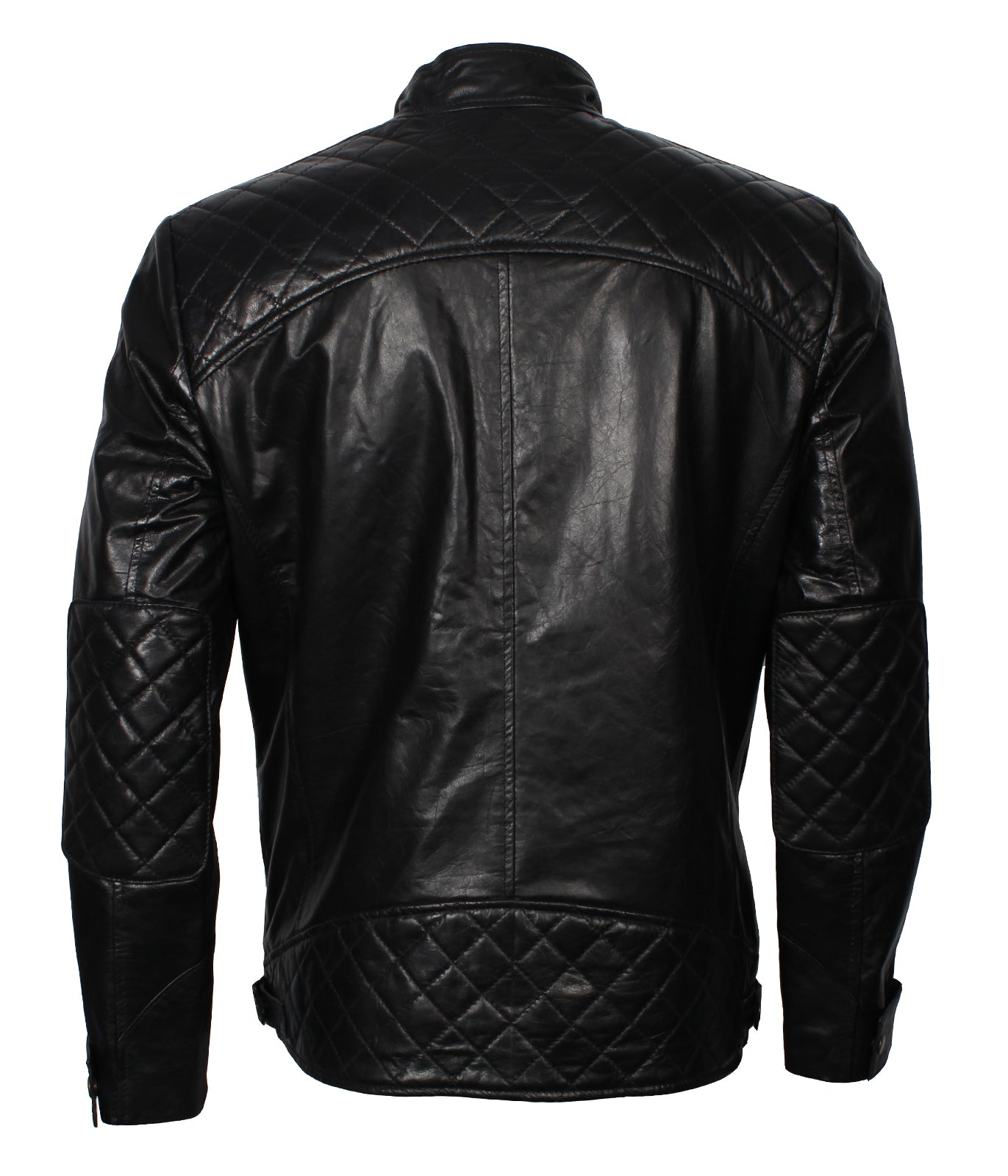 Biker Quilted Black Motorcycle Riding Leather Jacket - Gepolsterte Bikerjacke