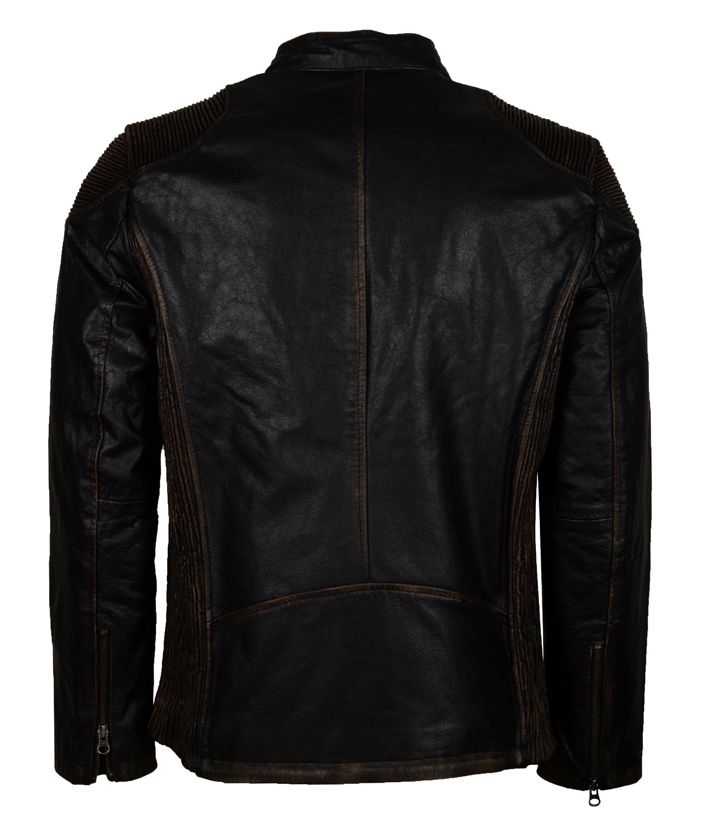 Black Quilted Mens Biker Motorcycle Leather Moto Jacket