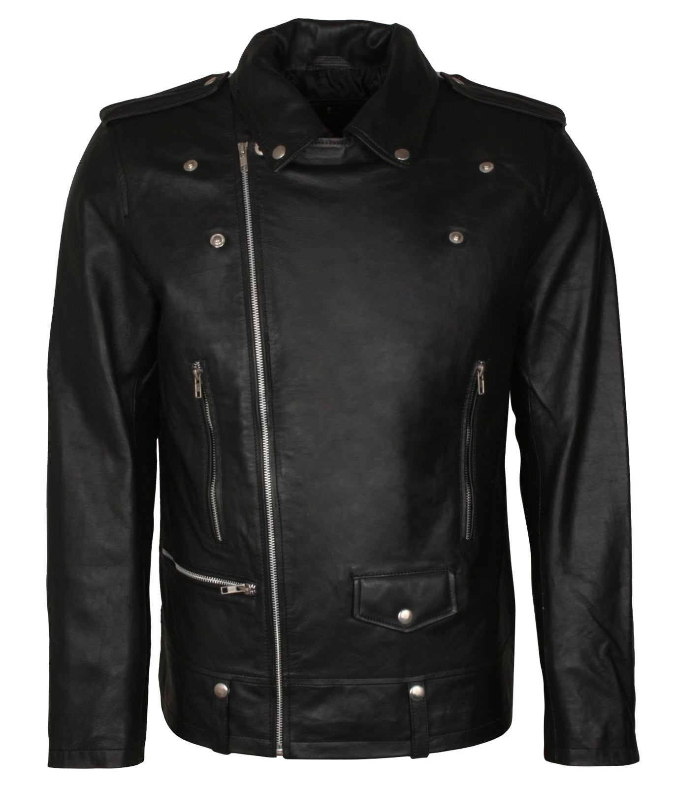 Brando Biker Mens Rockstar Black Motorcycle Leather Jacket