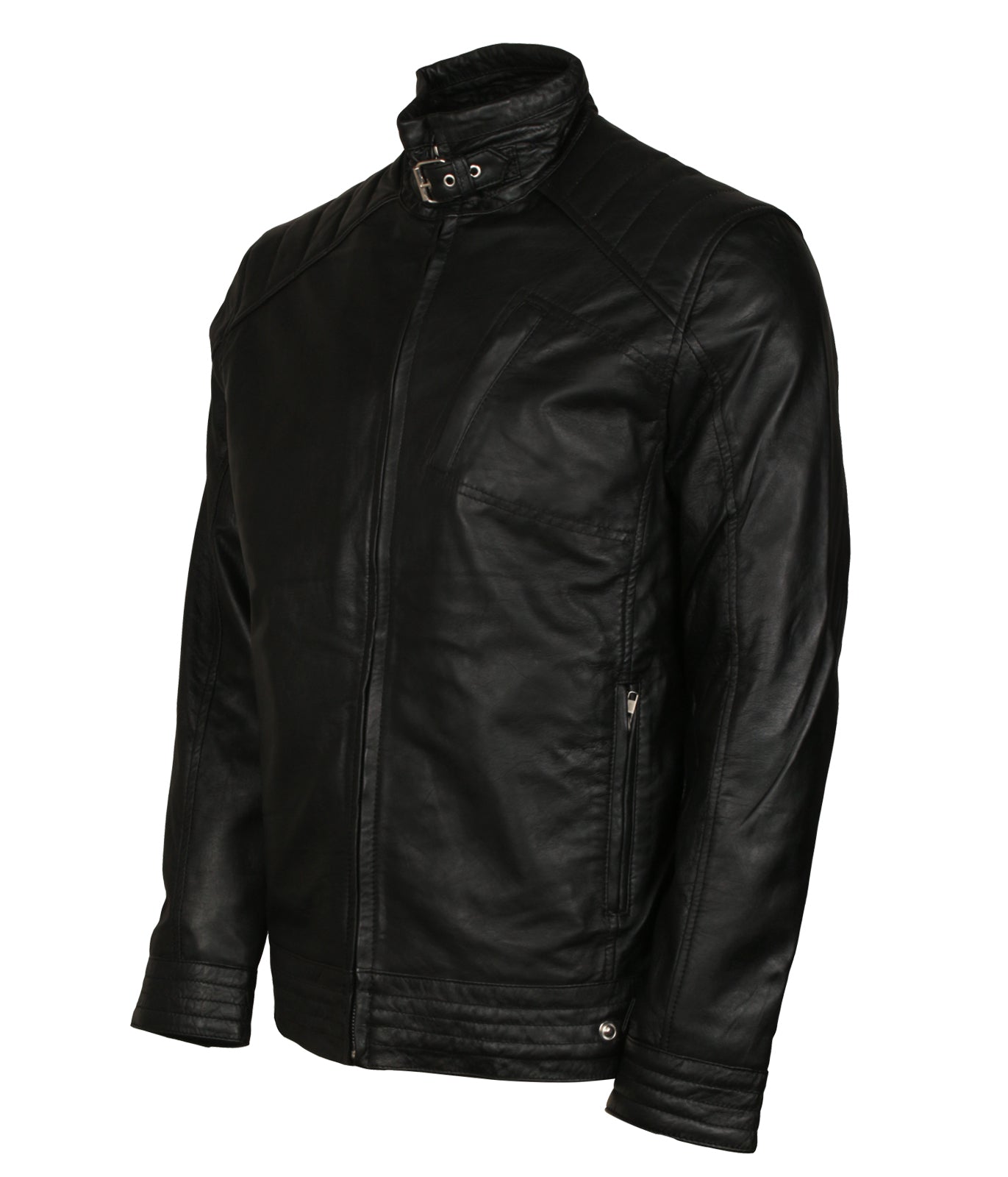 Created to Endure Vanguard Mens Biker Black Leather Jacket
