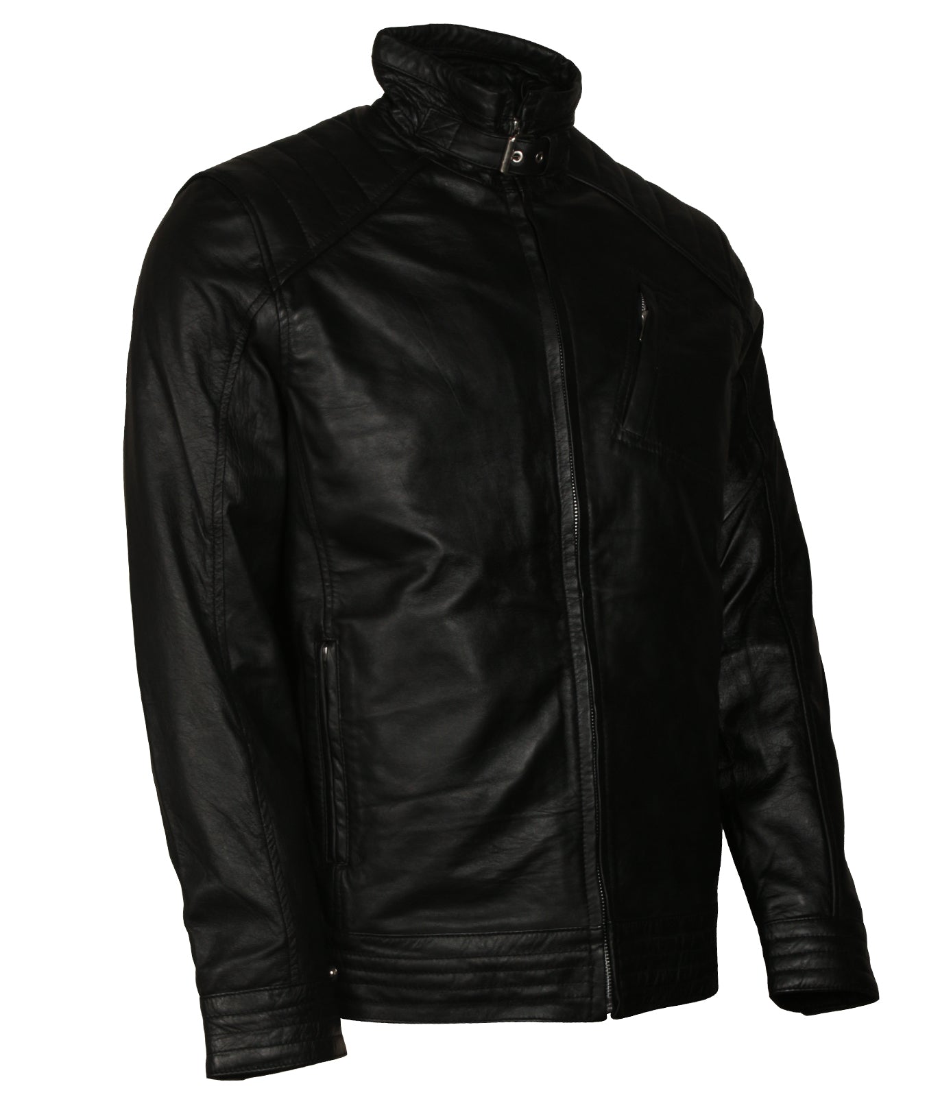 Created to Endure Vanguard Mens Biker Black Leather Jacket