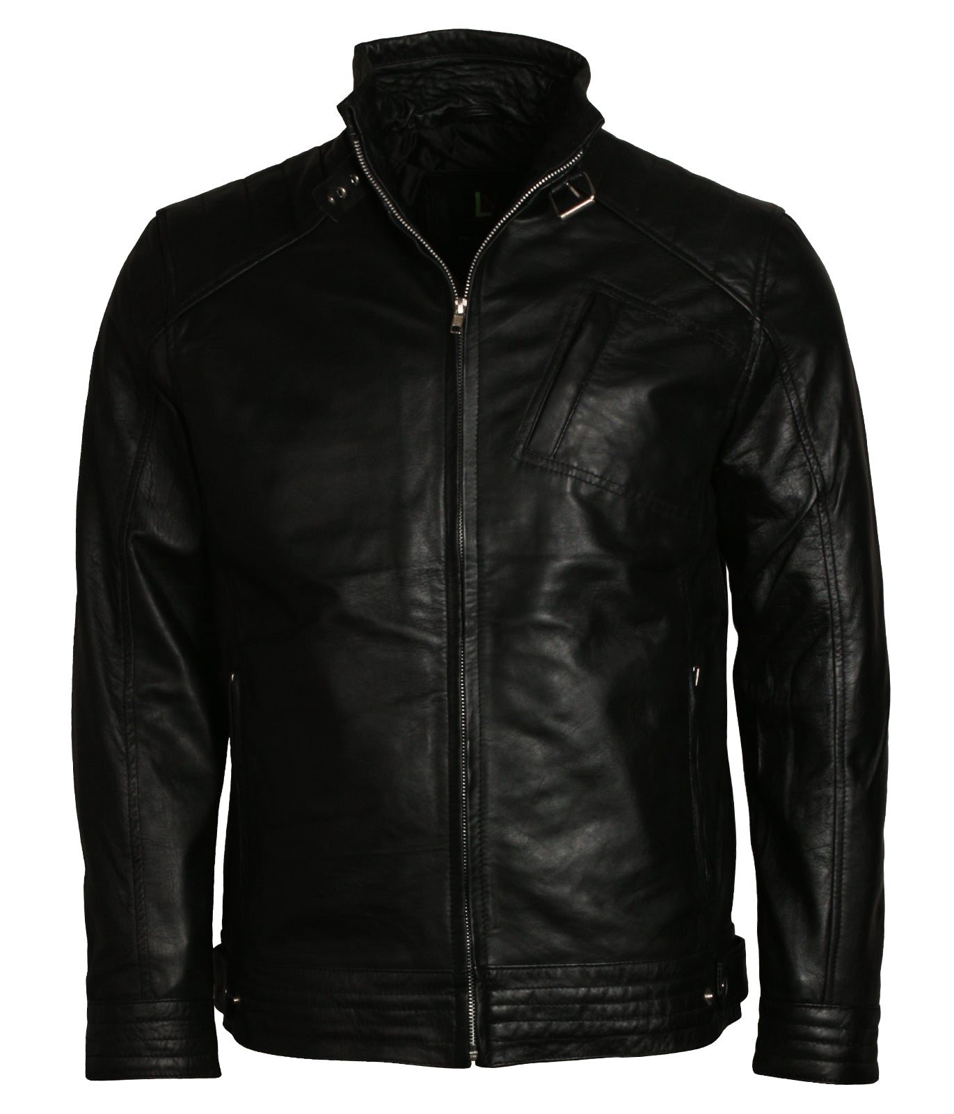 Created to Endure Vanguard Mens Biker Black Leather Jacket