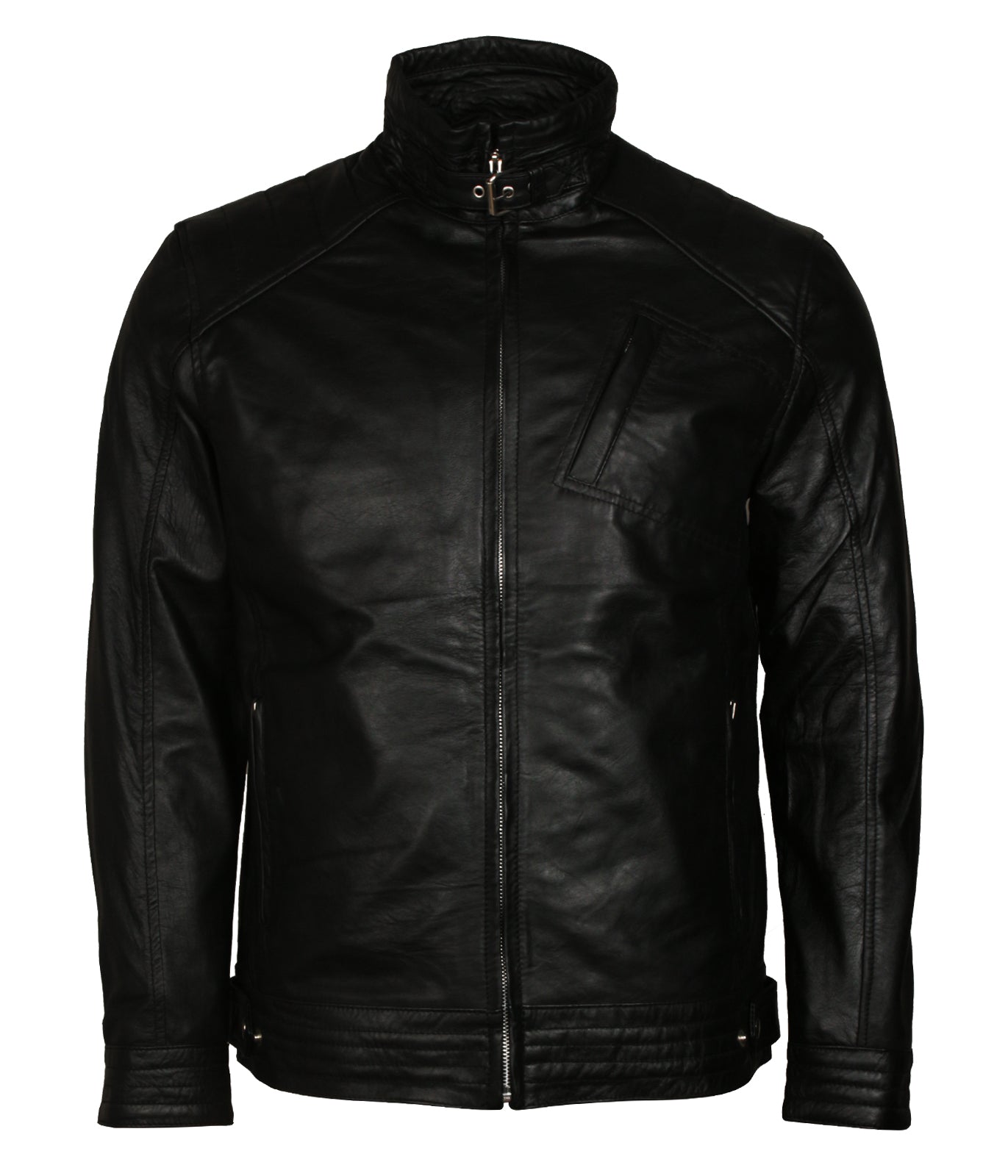 Created to Endure Vanguard Mens Biker Black Leather Jacket