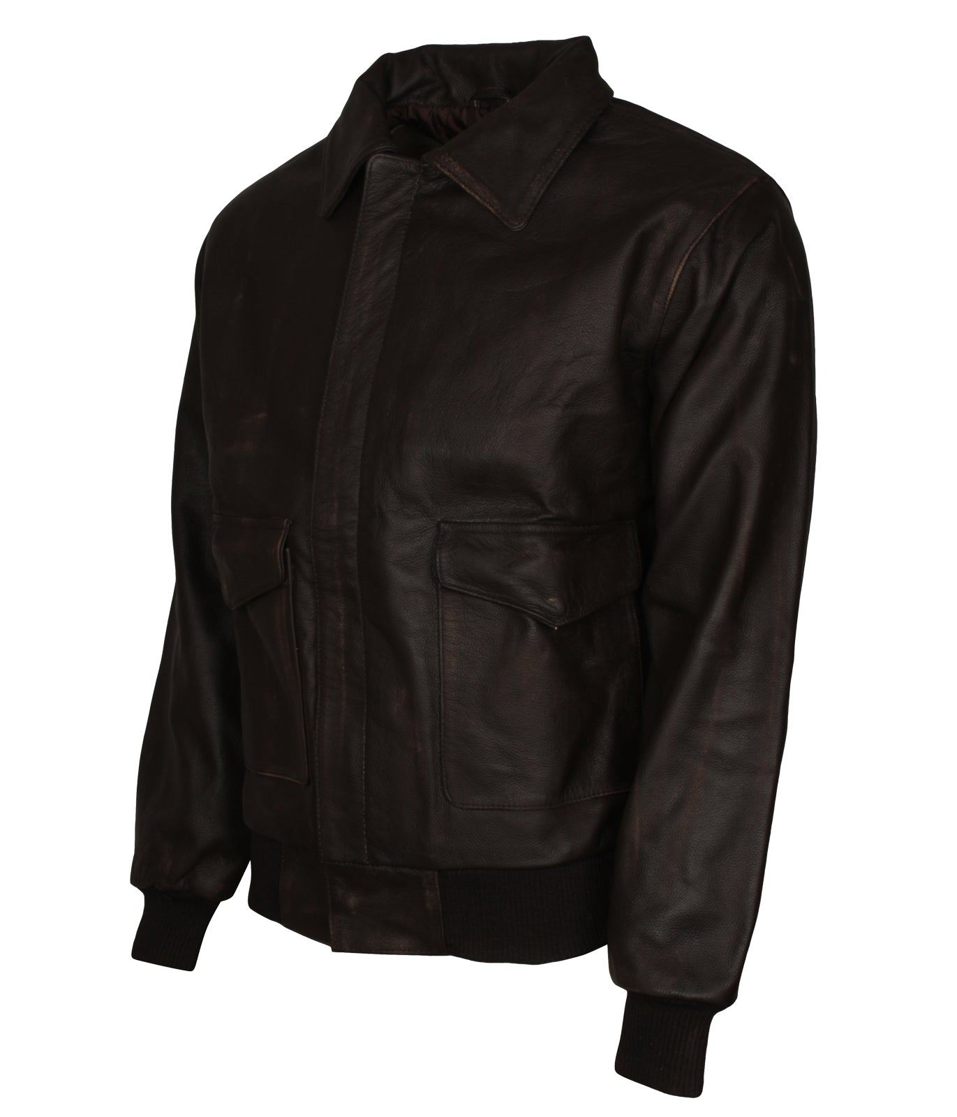 Designer Black Mens Biker Leather Flight Jacket - Men's Designer Aviator Jacket