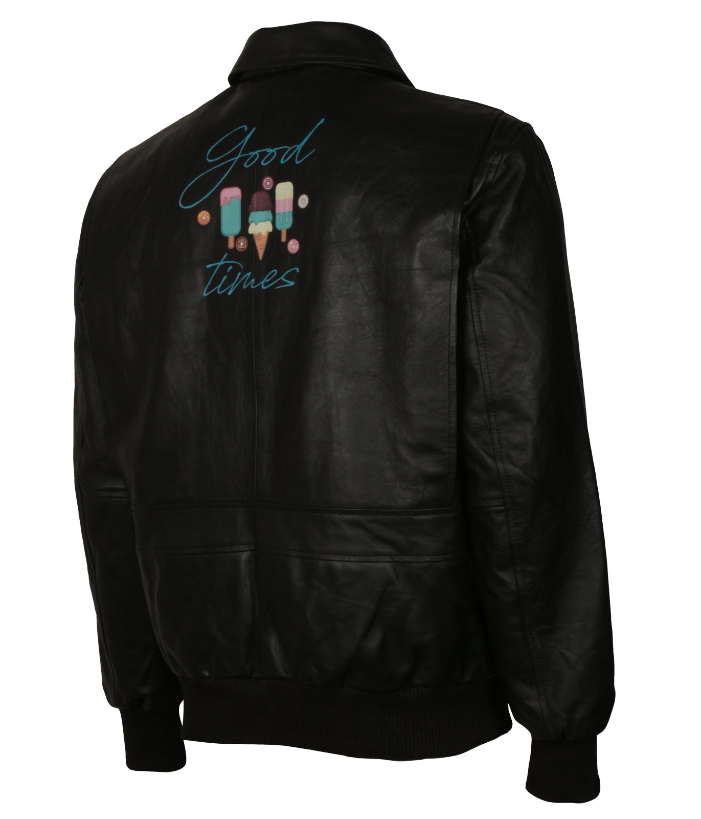 Good Times Mens Party Biker Concert Black Leather Jacket