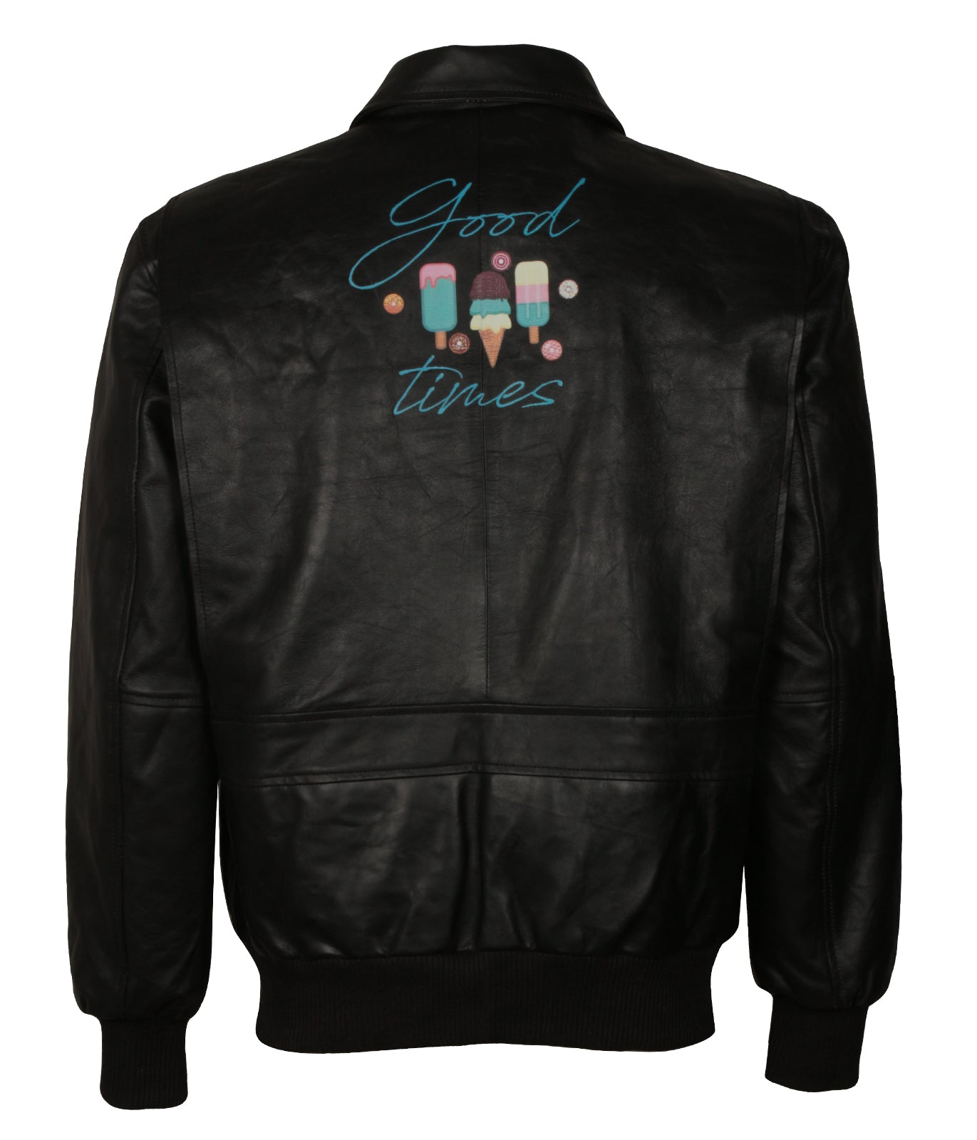 Good Times Mens Party Biker Concert Black Leather Jacket