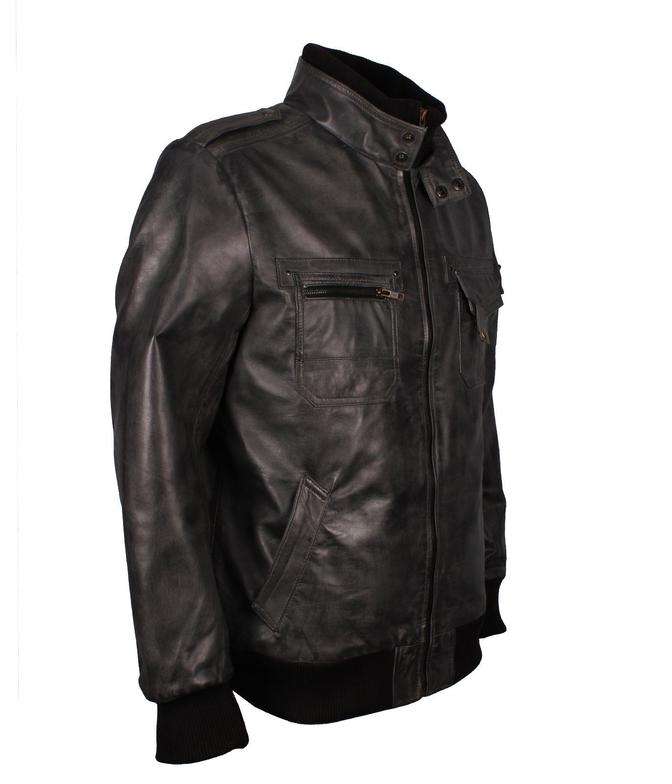 Grey Waxed Vintage Motorcycle Riding Leather Jacket