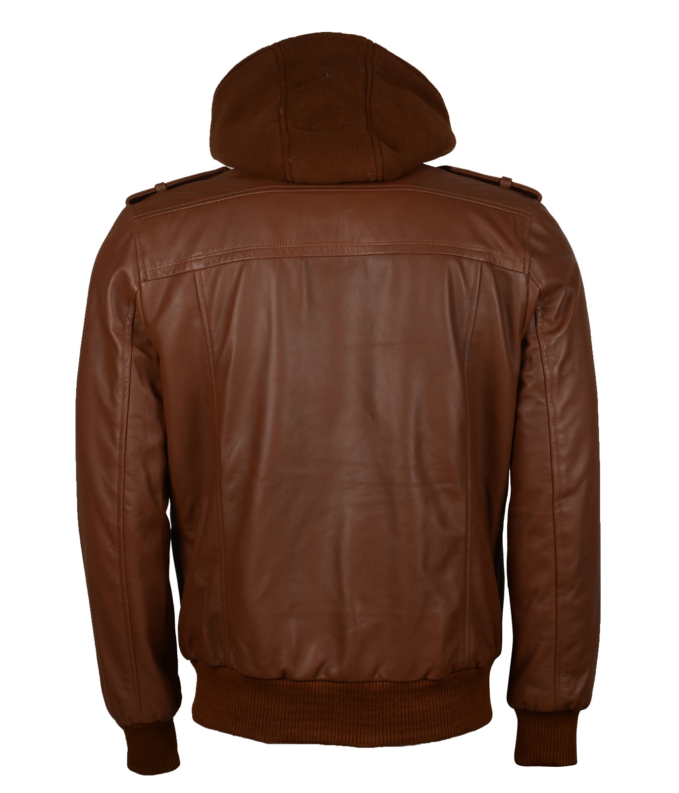 Hooded Brown Mens Biker Leather Smoking Jacket