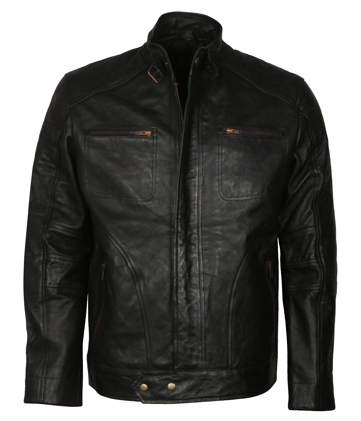 Motorcyle Black Biker Mens Vintage Rider Leather Jacket