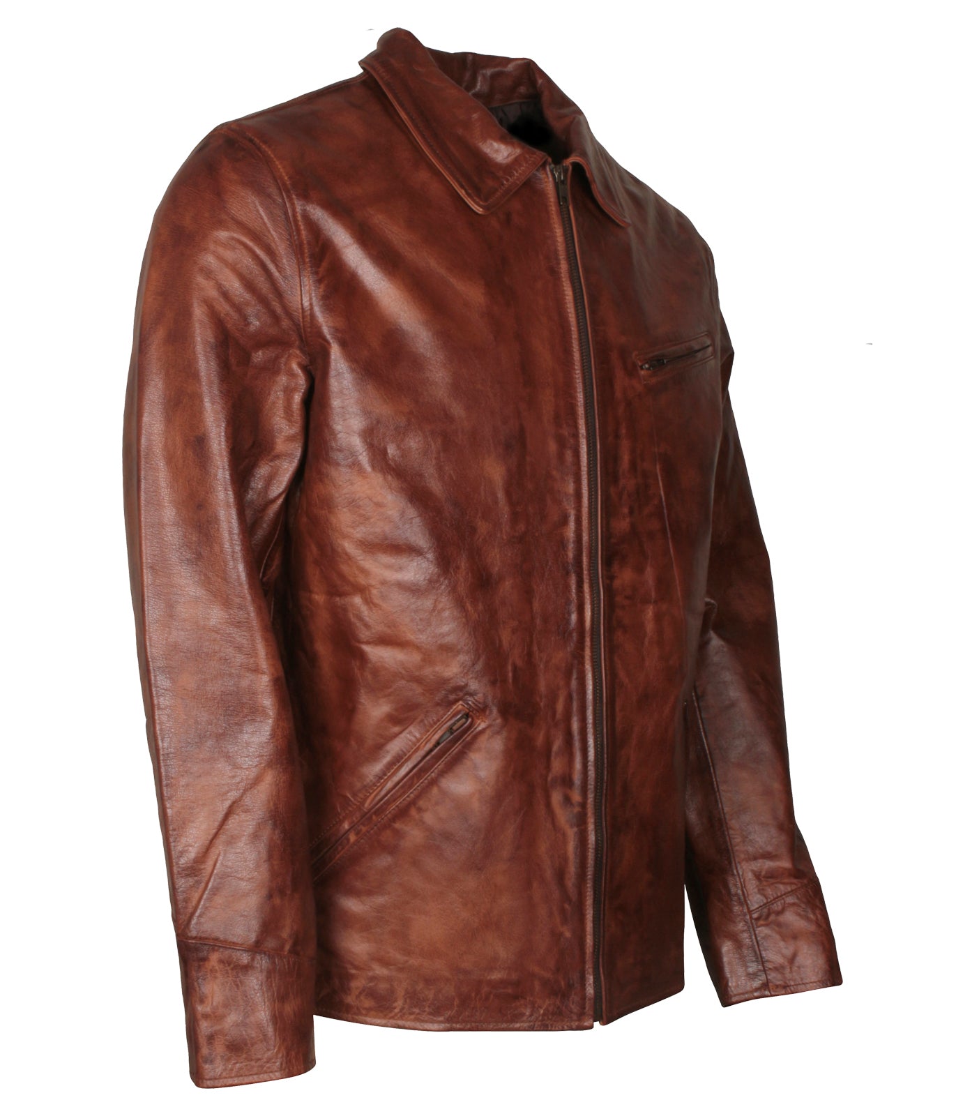Vintage Brown Waxed Mens Antique Biker Leather Jacket