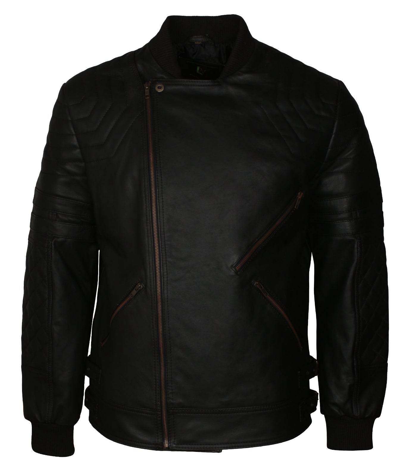 Vintage Mens Black Biker Motorcycle Racing Leather Jacket