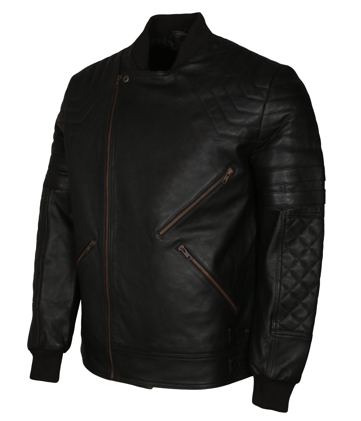 Vintage Mens Black Biker Motorcycle Racing Leather Jacket