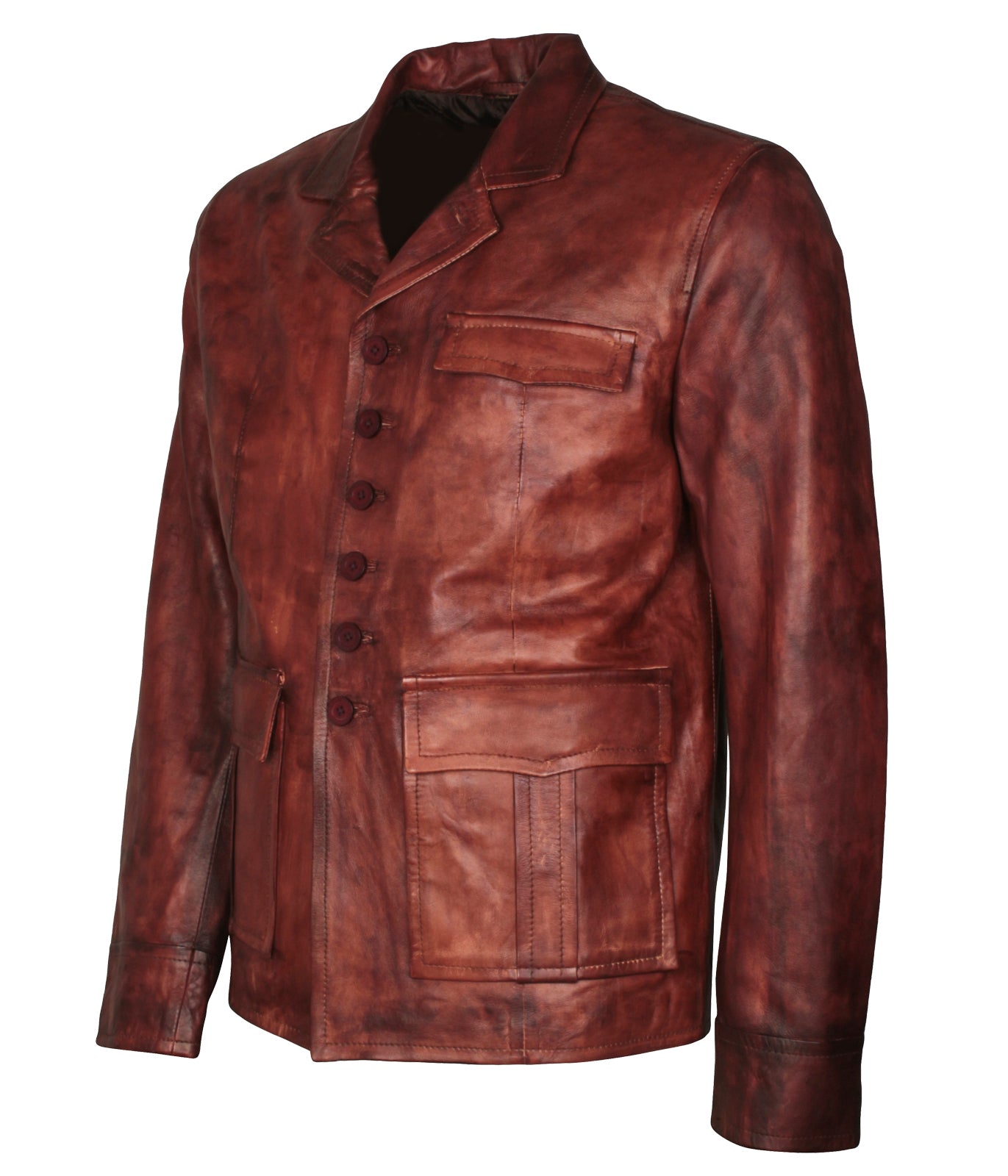 Vintage Mens Brown Waxed Biker Moto Leather Jacket