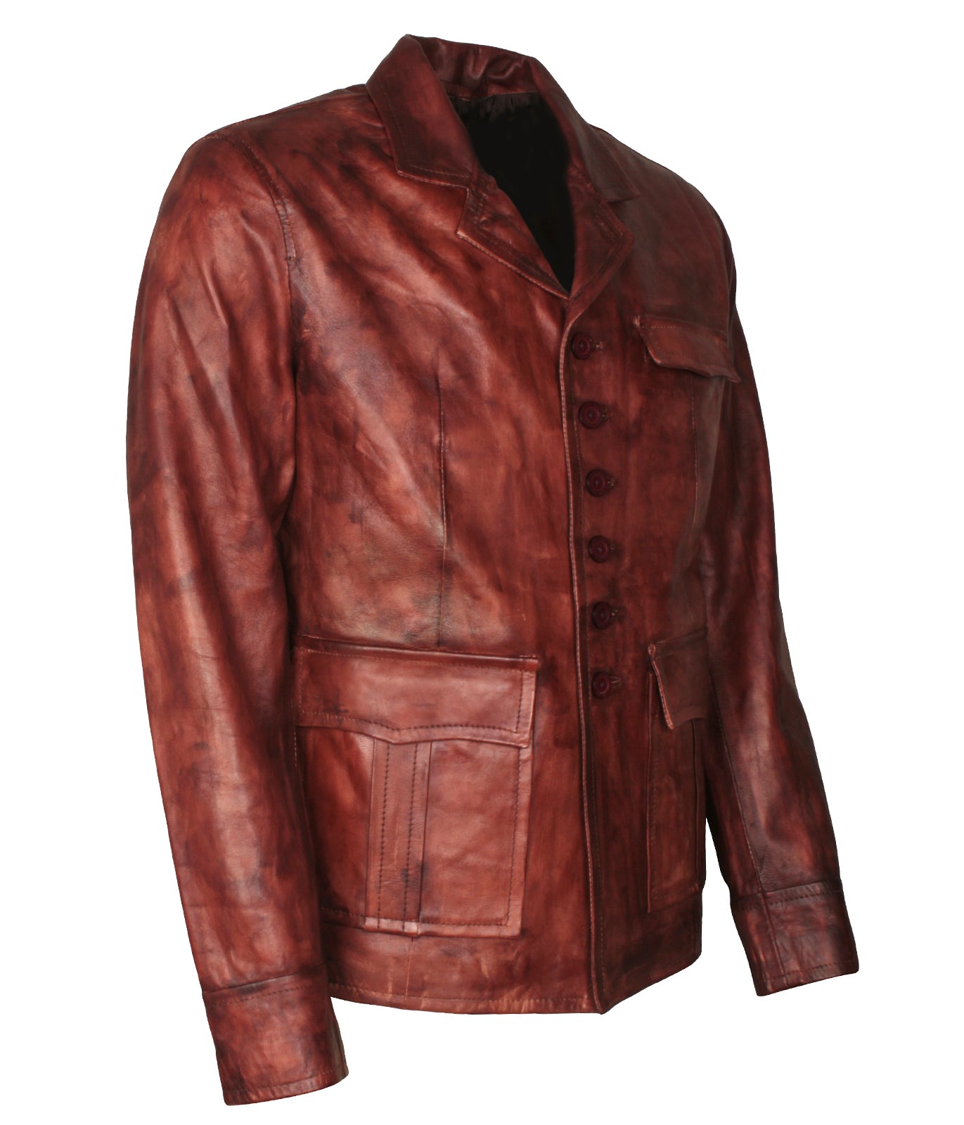 Vintage Mens Brown Waxed Biker Moto Leather Jacket