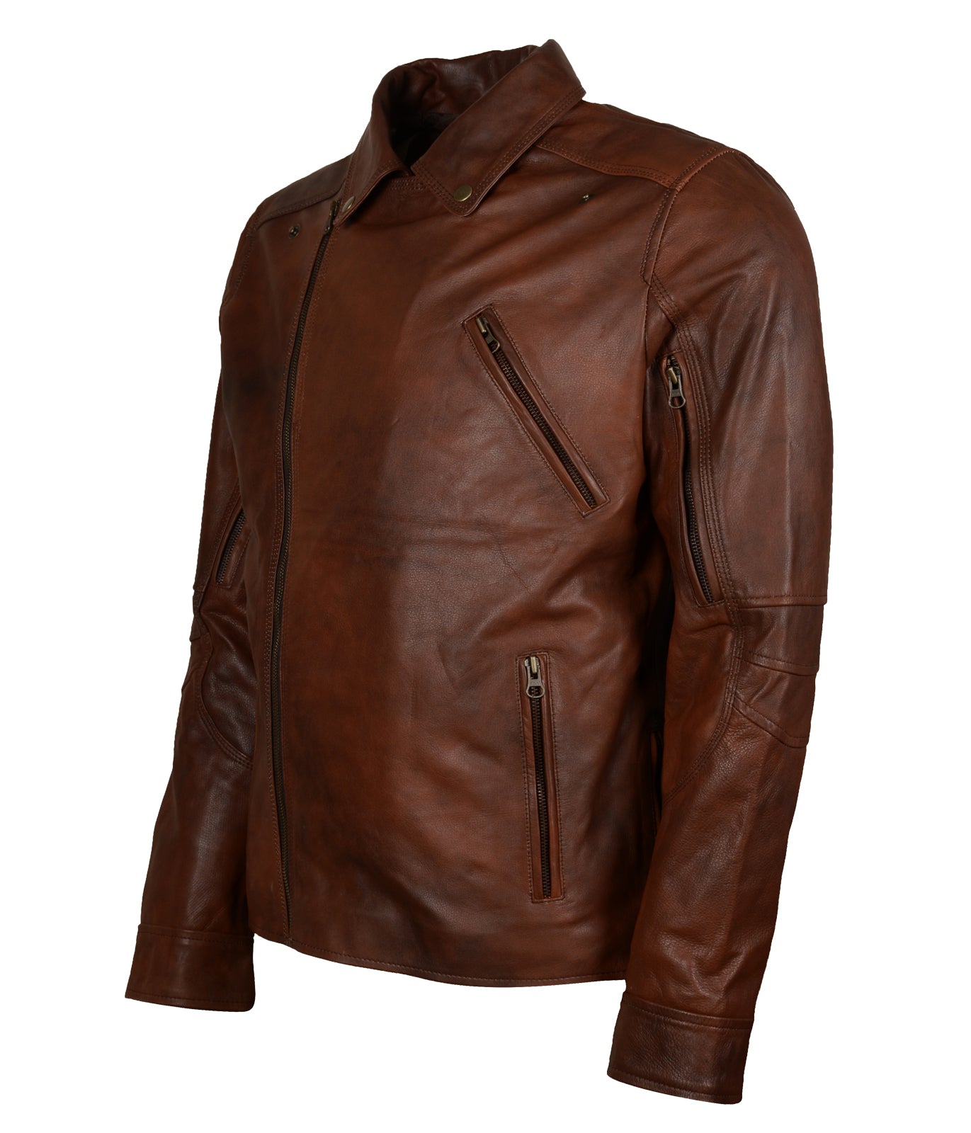 Vintage Mens Brown Antique Motorcycle Leather Jacket