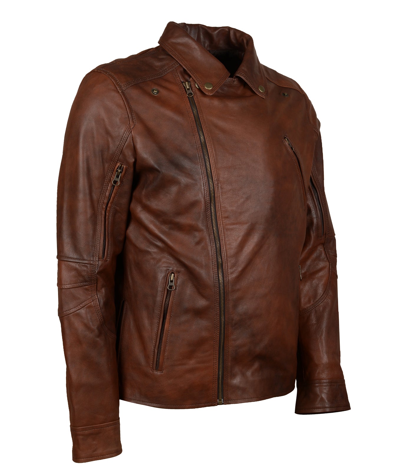 Vintage Mens Brown Antique Motorcycle Leather Jacket