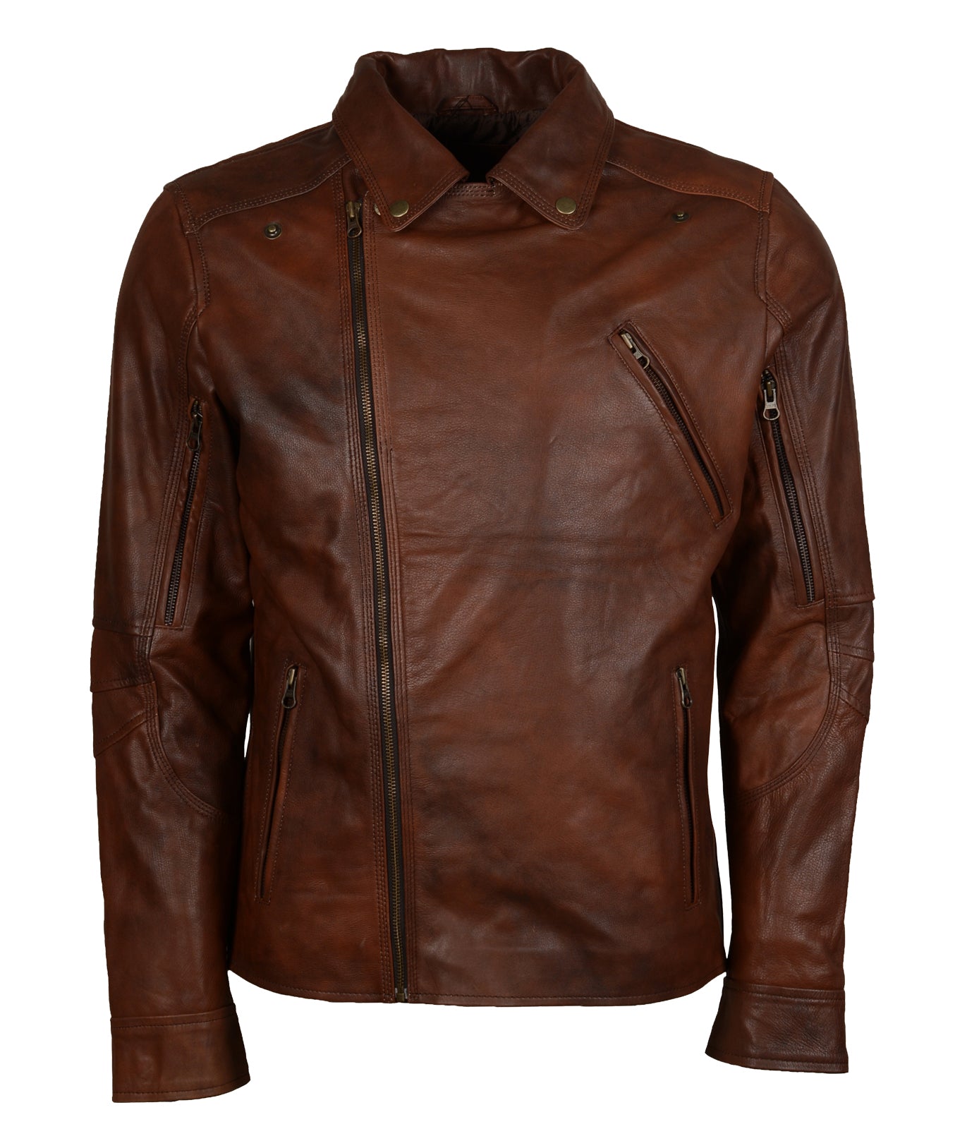 Vintage Mens Brown Antique Motorcycle Leather Jacket