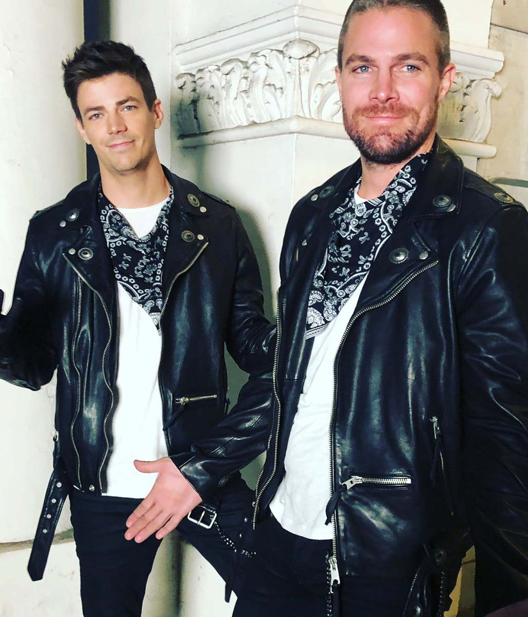 Stephen Amell and Grant Gustin Arrow Trigger Twins Leather Jacket