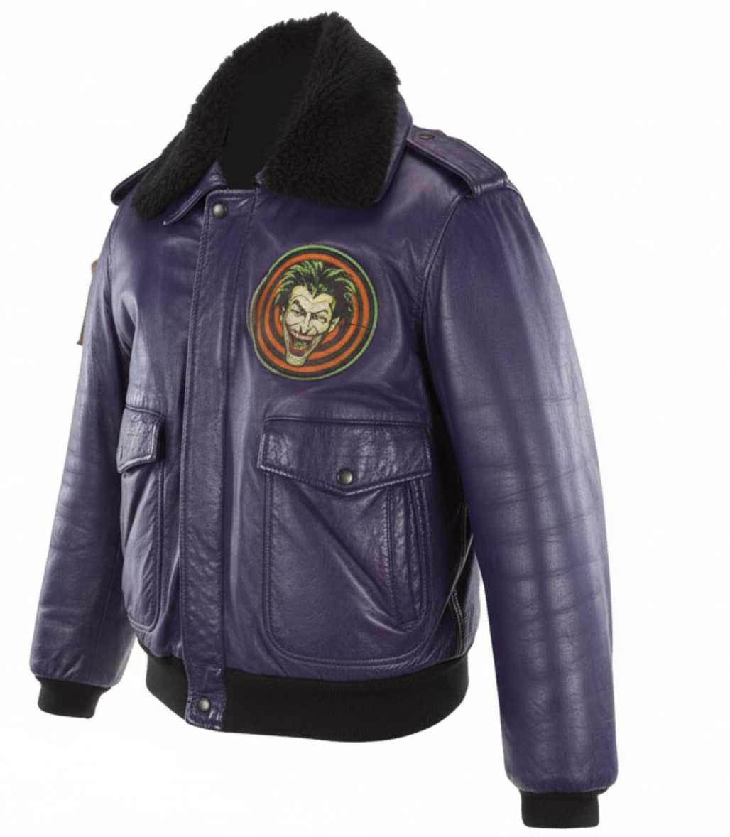 Batman-Joker-Henchman-Leather-Jacket with patches