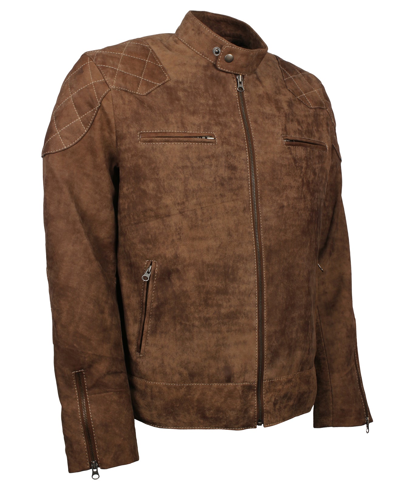 Biker Brown Distressed Men's Biker Jacket - Florence inspired Crafted Leather Jacket