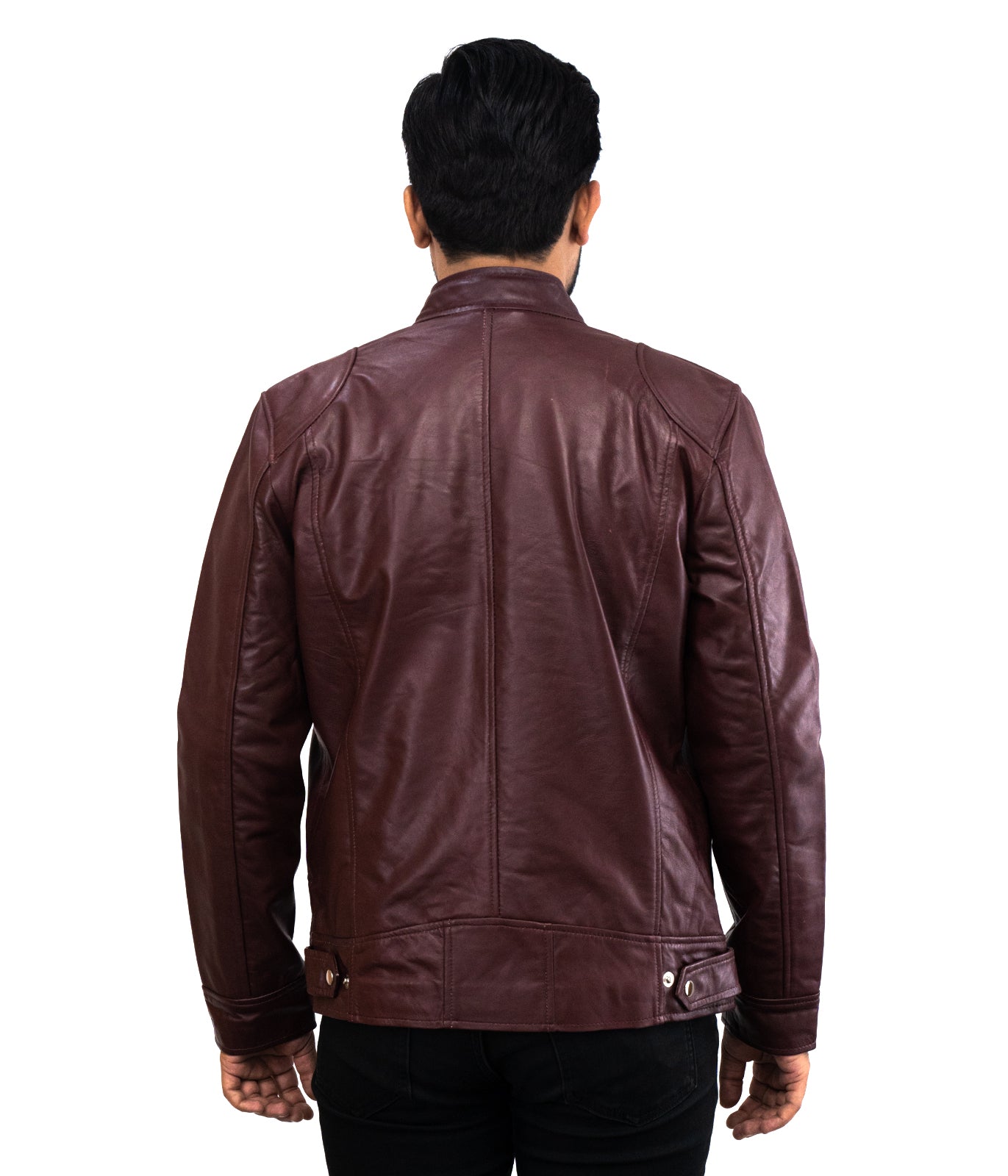 Biker Casual Cavan Leather Jacket - Maroon Red Wine Color Biker Leather Jacket